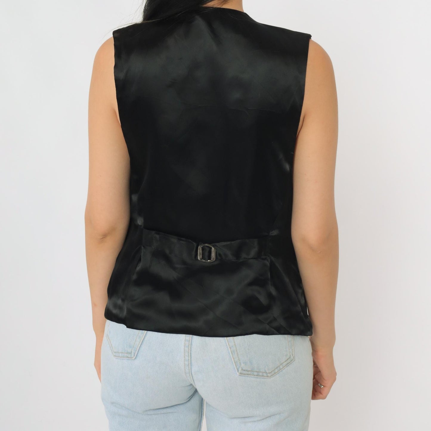 90s Metallic Copper Faux Leather Snap Vest Sleeveless Small S