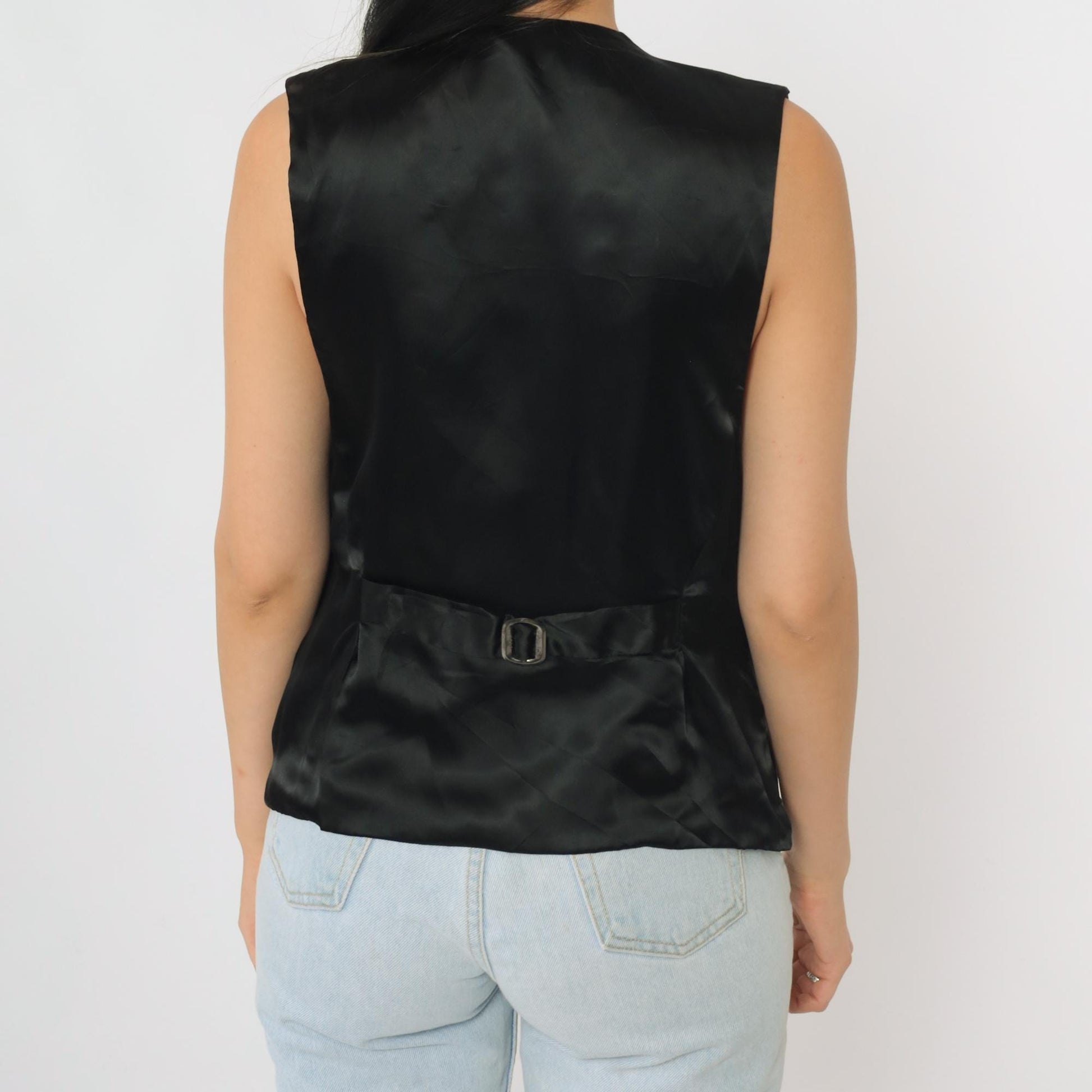 90s Metallic Copper Faux Leather Snap Vest Sleeveless Small S