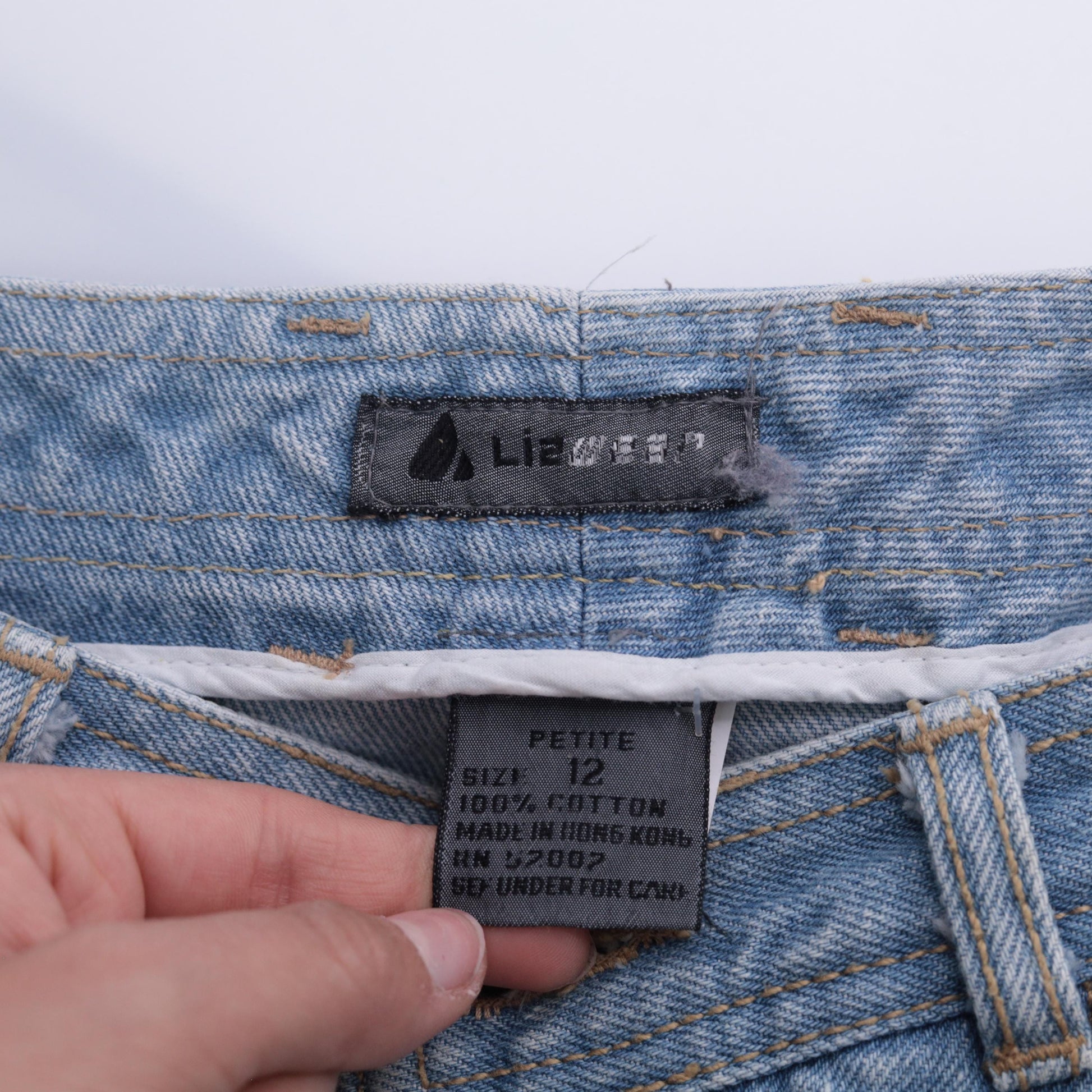 90s Liz Claiborne Blue Denim Mini Skirt High Waist A-Line Medium