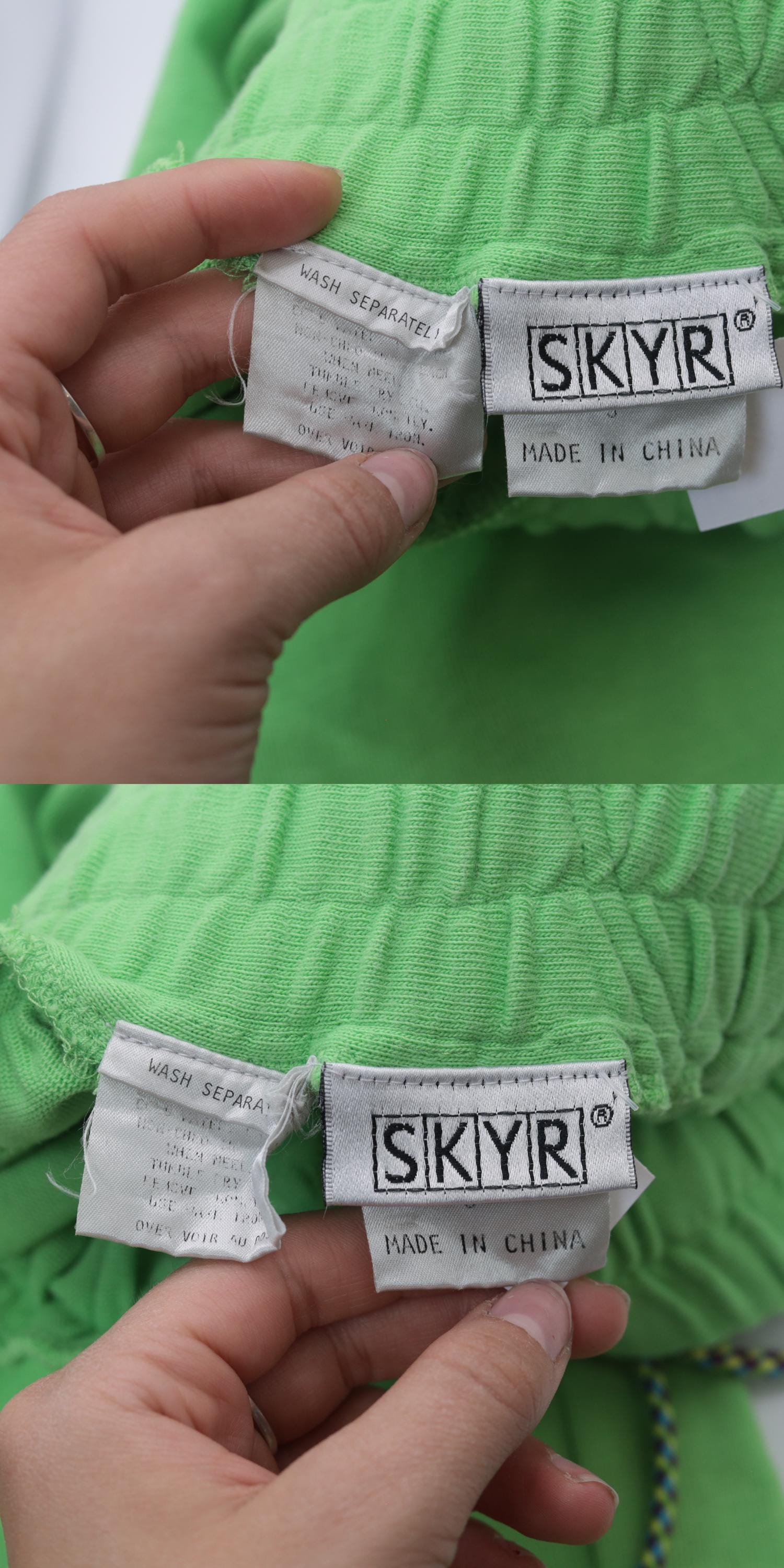 90s Lime Green Mini Skirt Drawstring Waist Cotton Small S