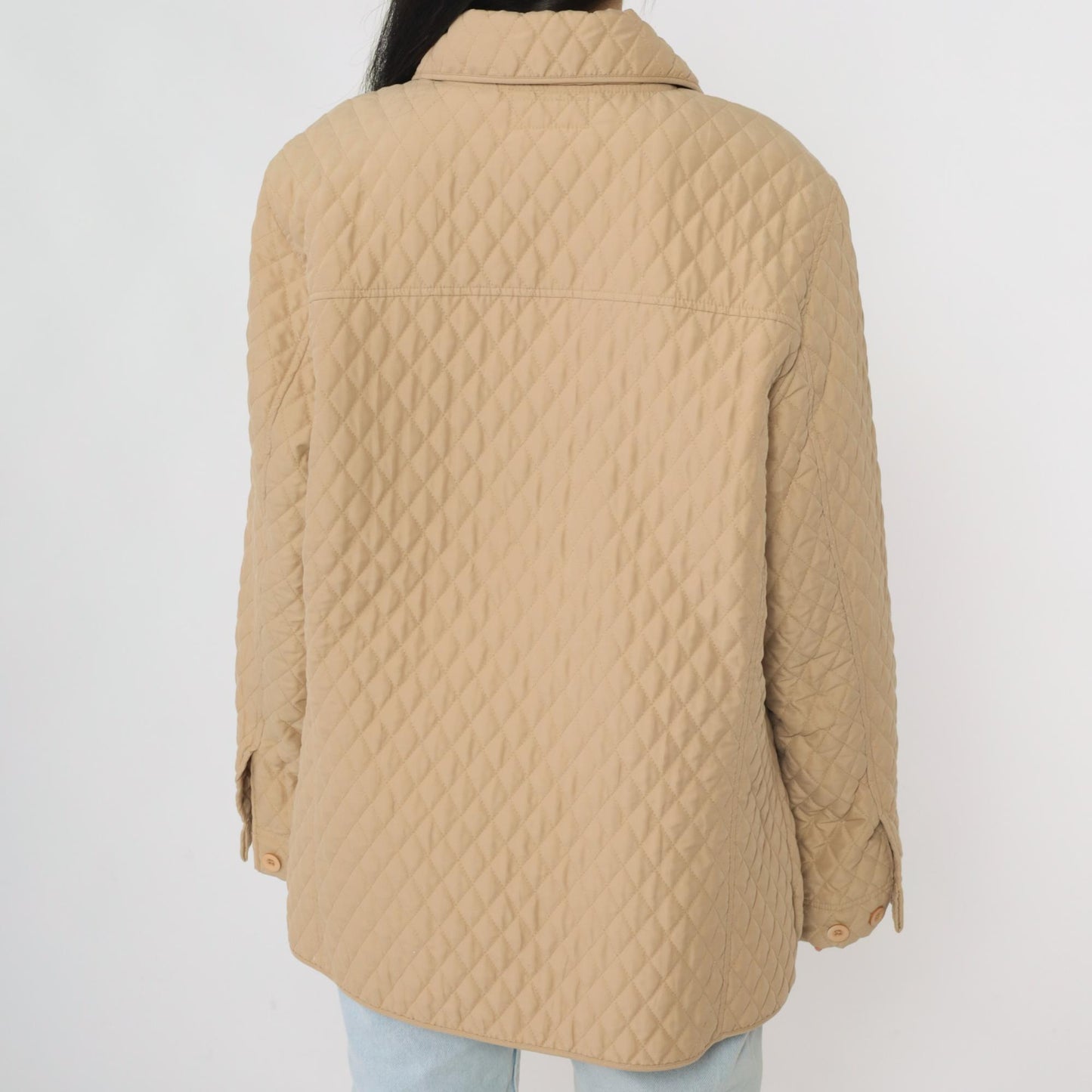 Y2K Tan Quilted Jacket Button Up 00s Liner Coat Women's Extra Large XXL