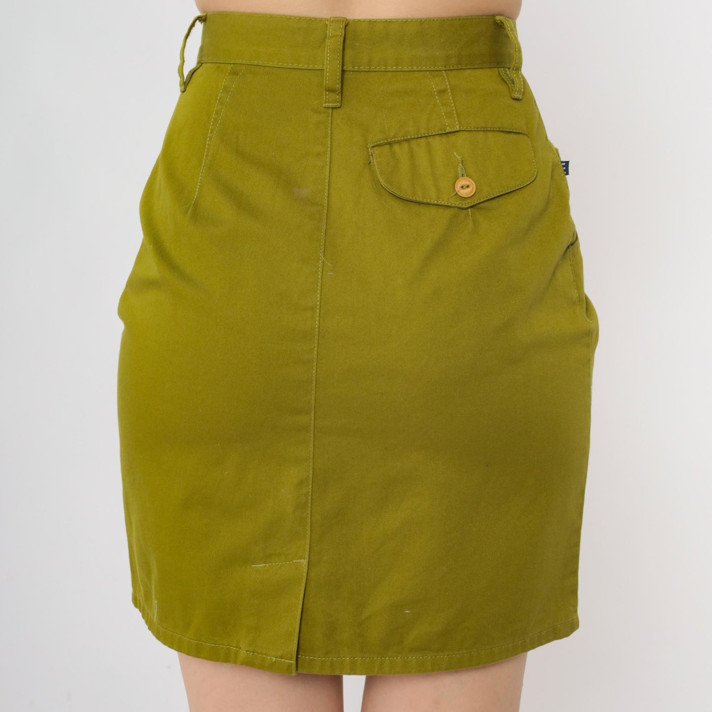 90s Esprit Sport Olive Green Cotton Pencil Skirt High Waist Mini Extra Small