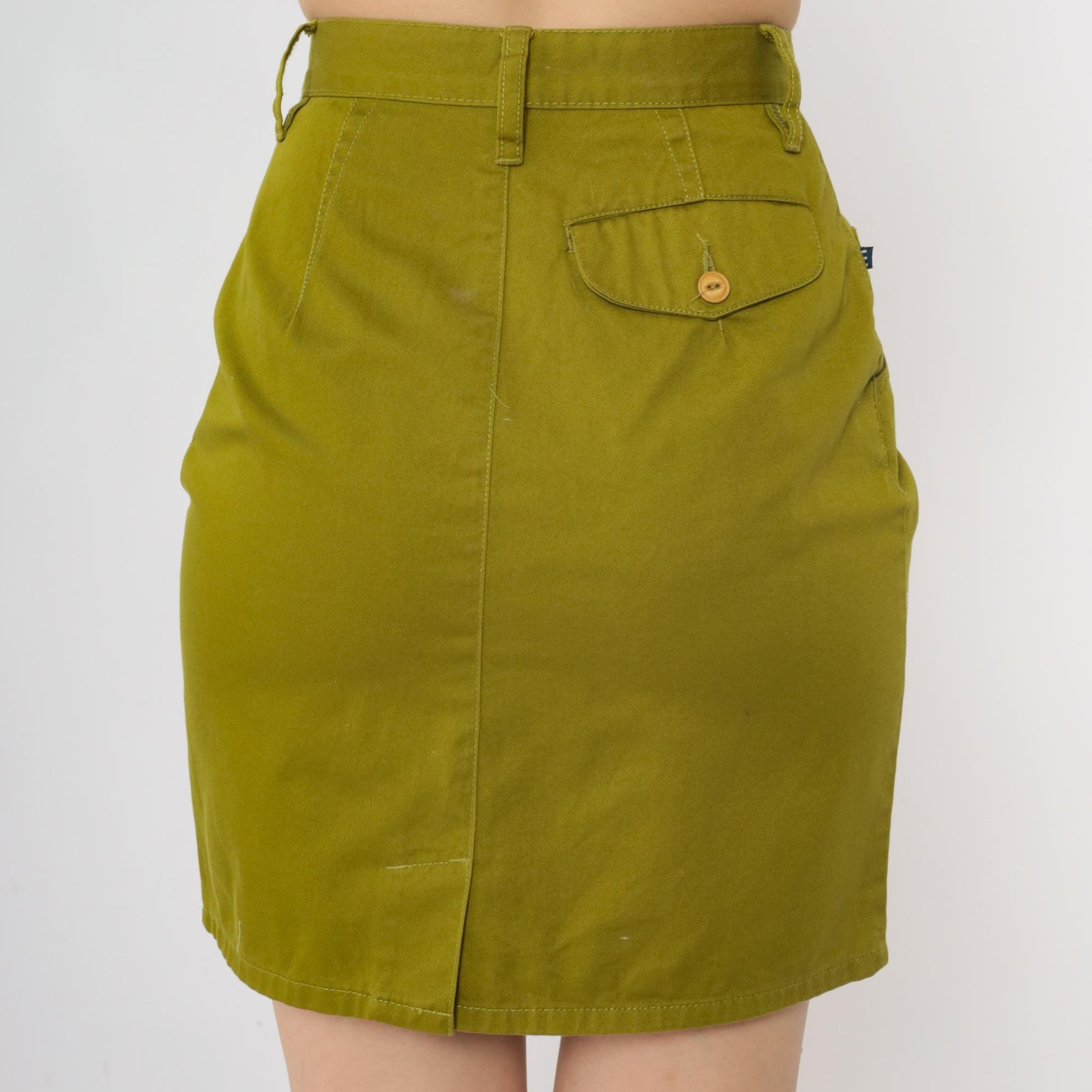 90s Esprit Sport Olive Green Cotton Pencil Skirt High Waist Mini Extra Small