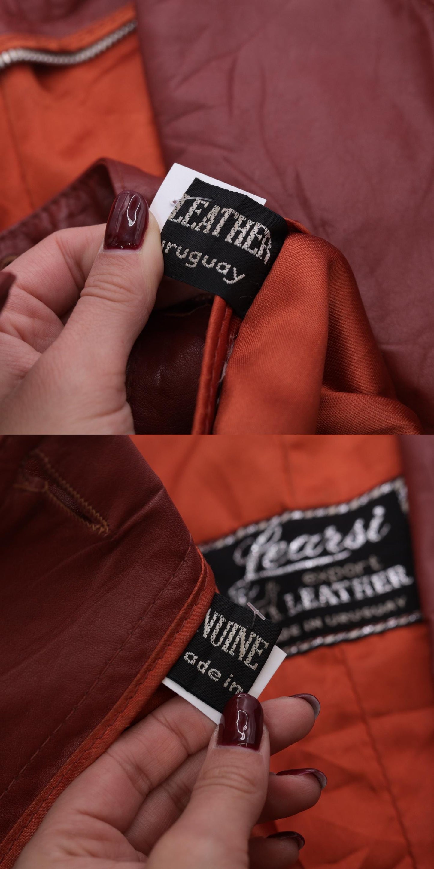 70s Learsi Leather Jacket Brick Red Belted Button-Up Small