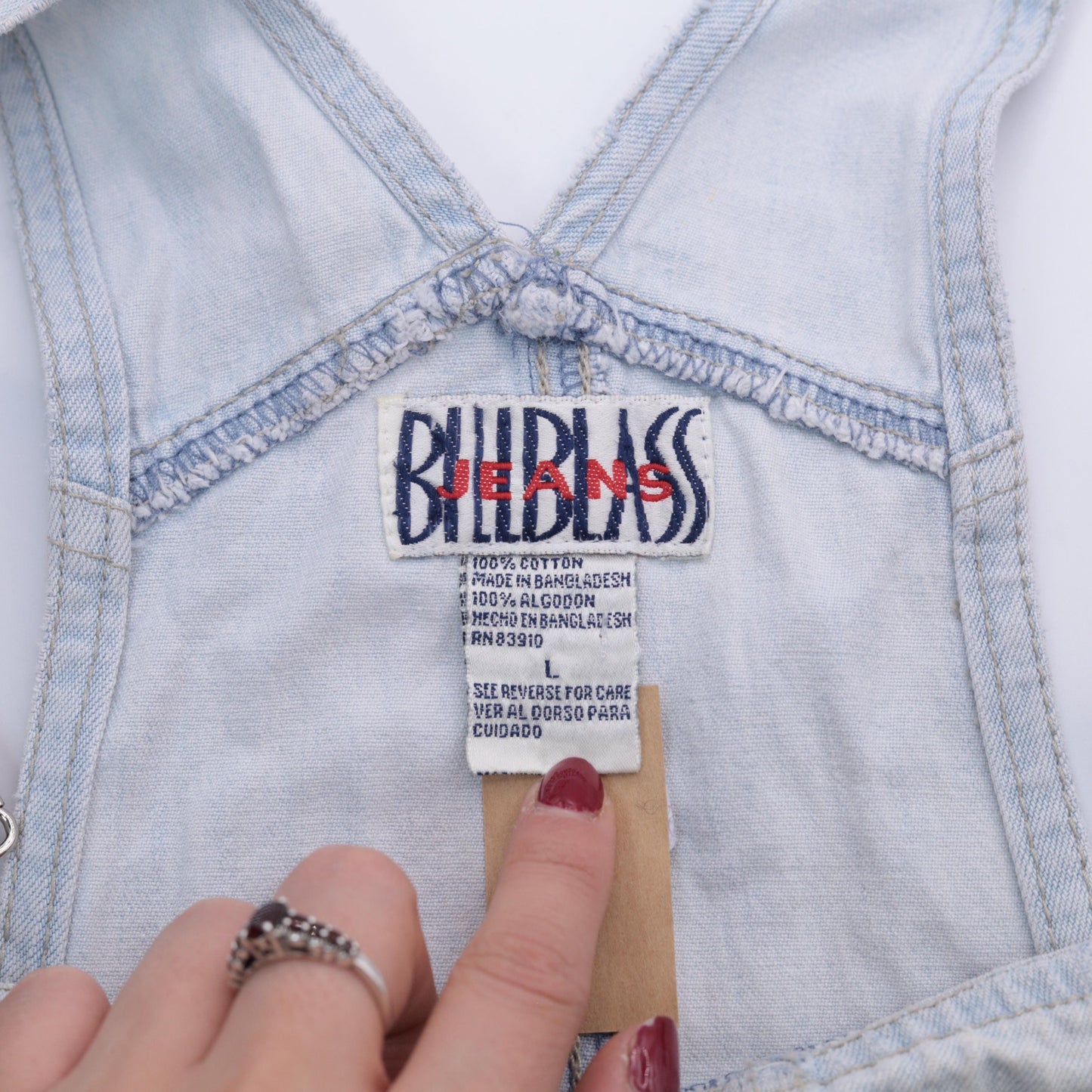 90s Bill Blass Light Wash Denim Shortalls Distressed Blue Jean Overalls Medium