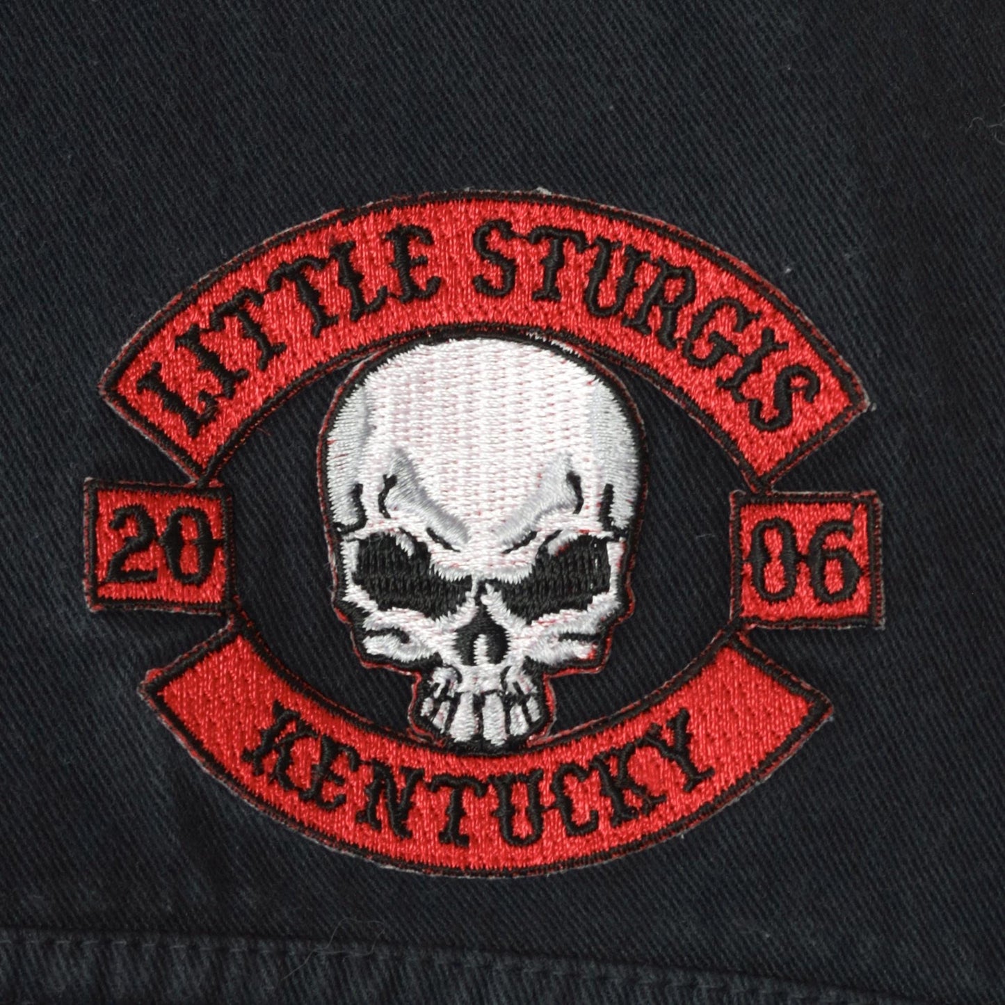 00s Little Sturgis Kentucky Biker Skull Button-Up Sleeveless Black Shirt XL