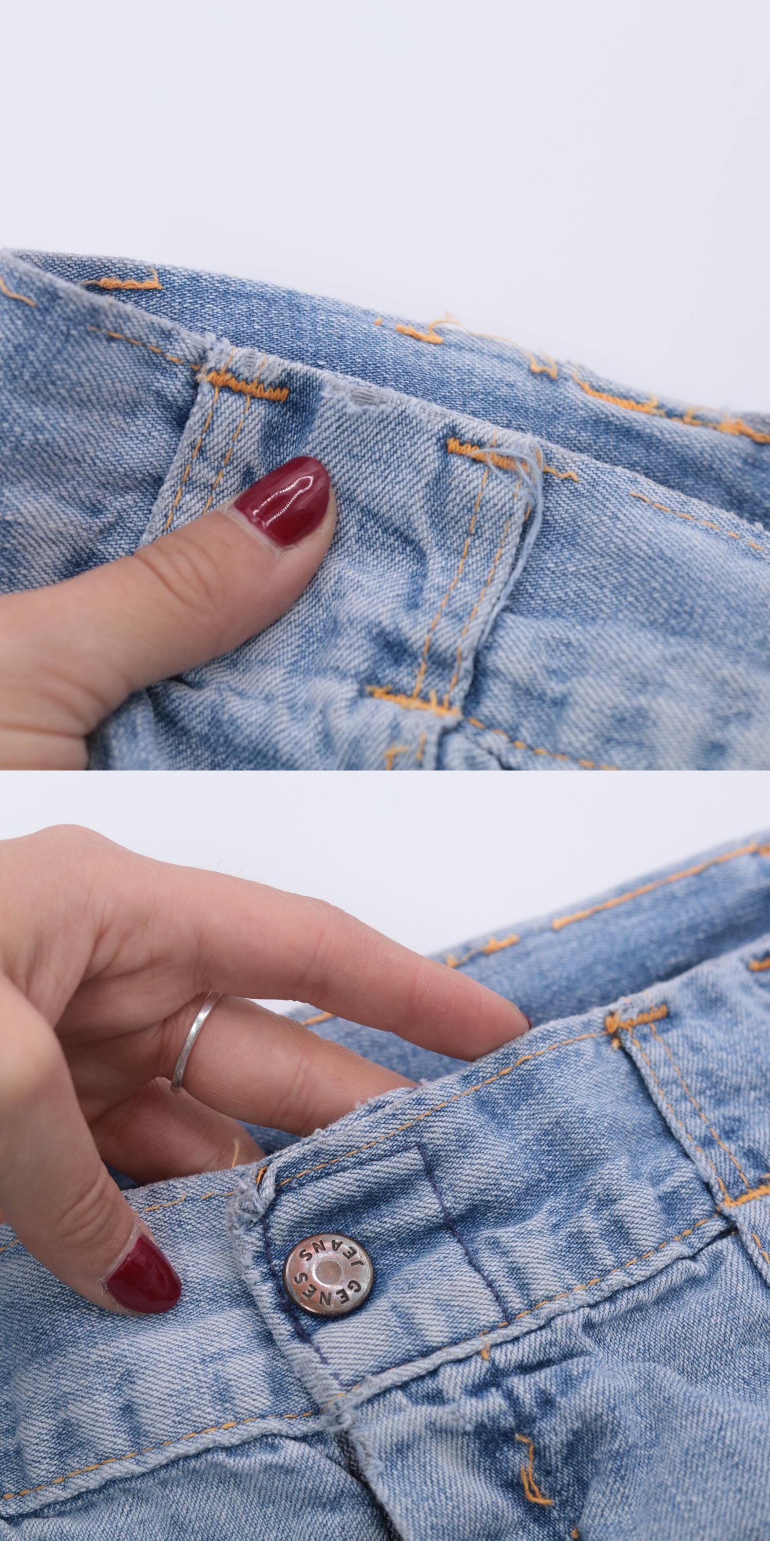 70s Wide Leg Jeans Faded Blue Denim High Waist Bell Bottom Small