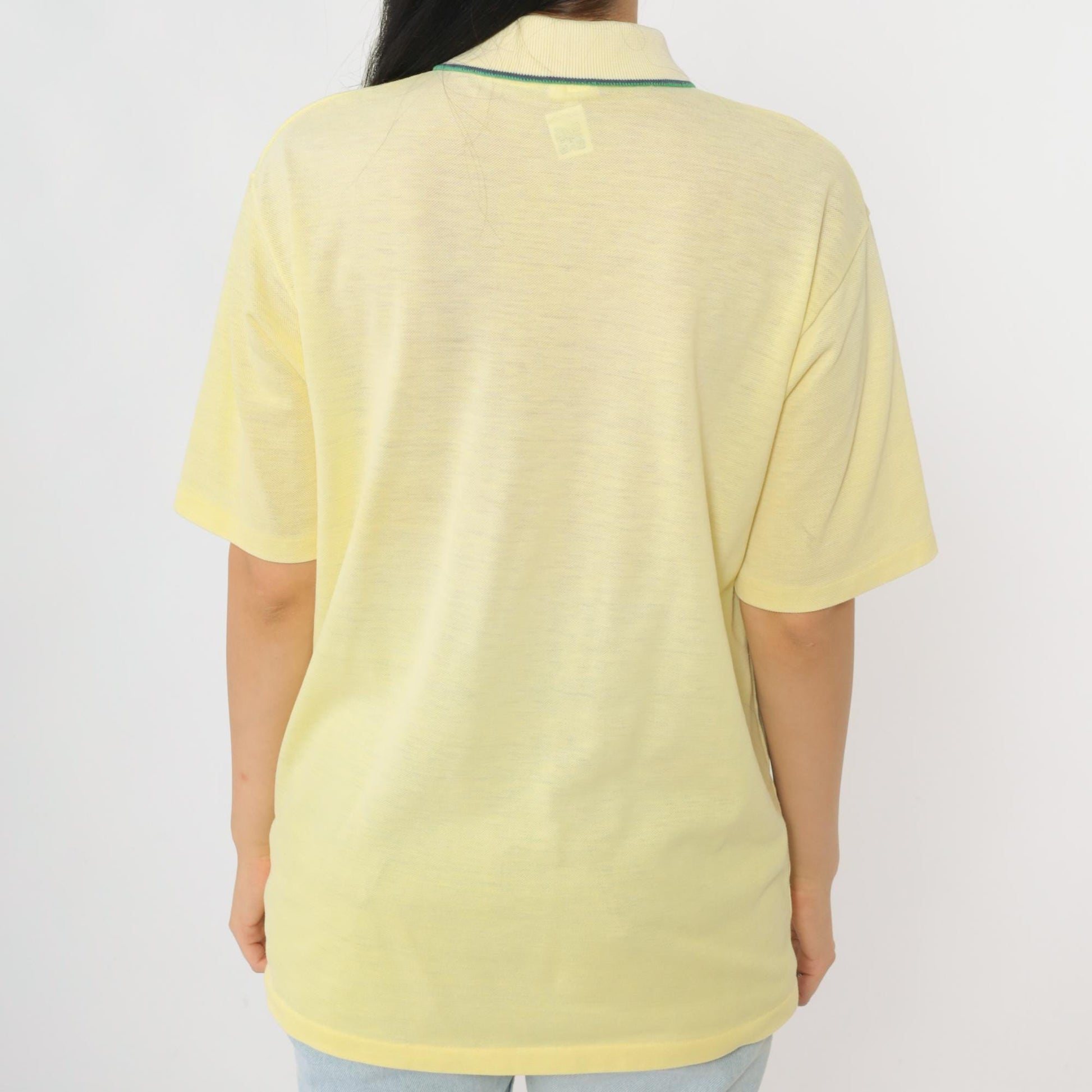 80s Grand Slam Munsingwear Polo Shirt Yellow Half-Button Collared Large L