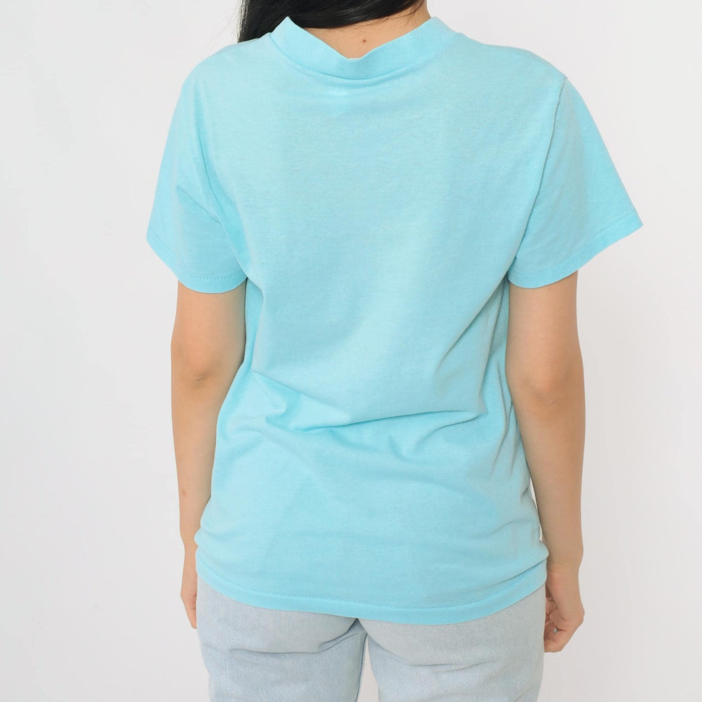 90s Texas Cactus Graphic T-Shirt Blue Single Stitch Crewneck Small