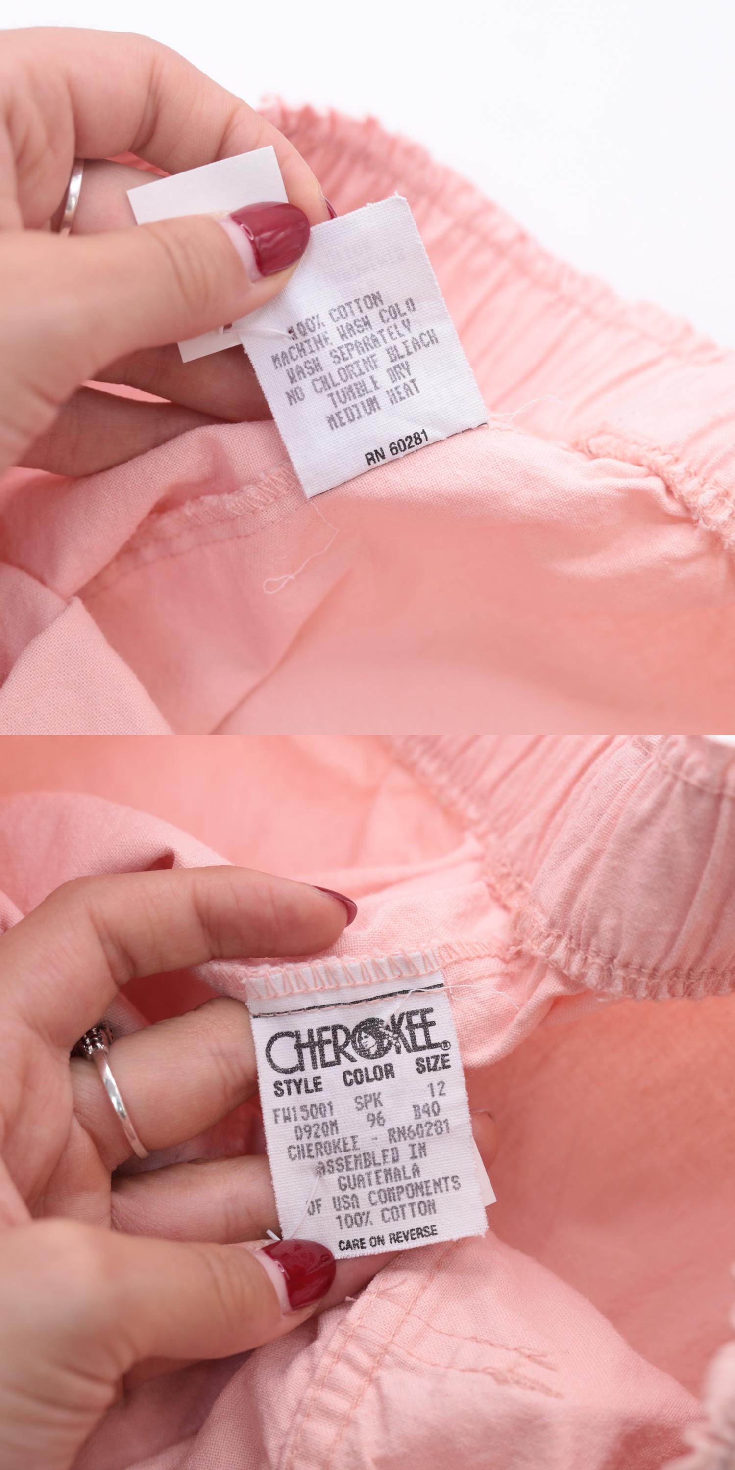 90s Cherokee Pink Cotton Shorts High Waist Baggy Elastic Medium