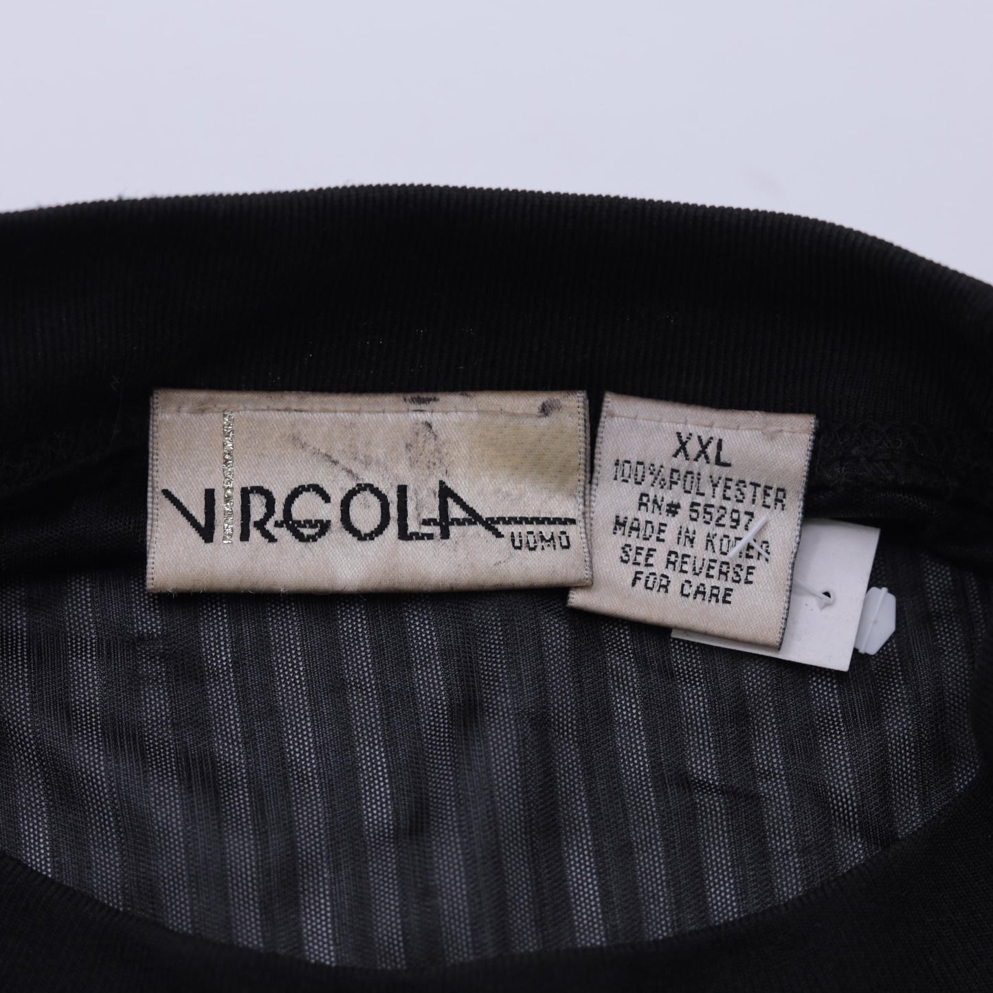 90s Sheer Black Striped Polyester T-Shirt XXL
