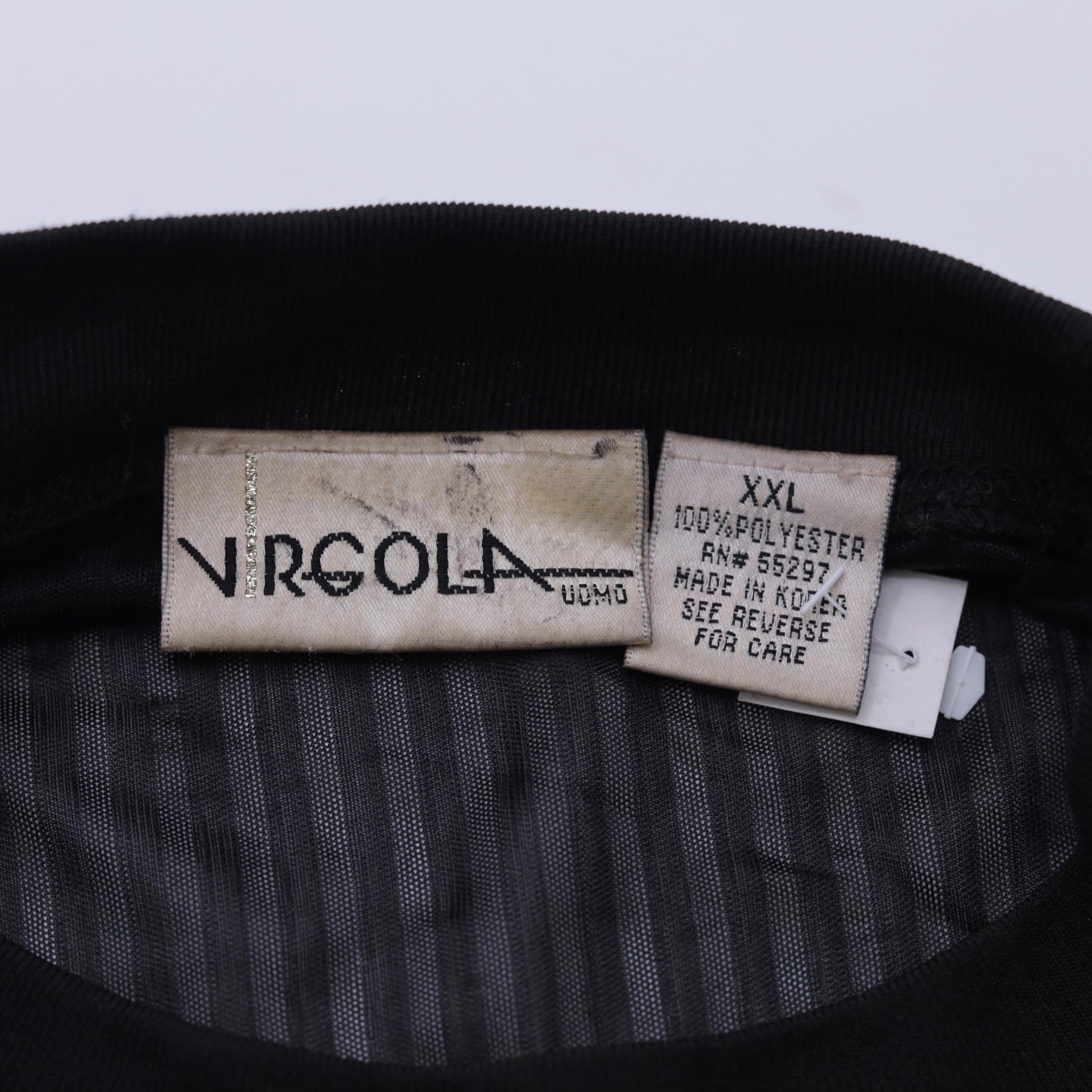 90s Sheer Black Striped Polyester T-Shirt XXL