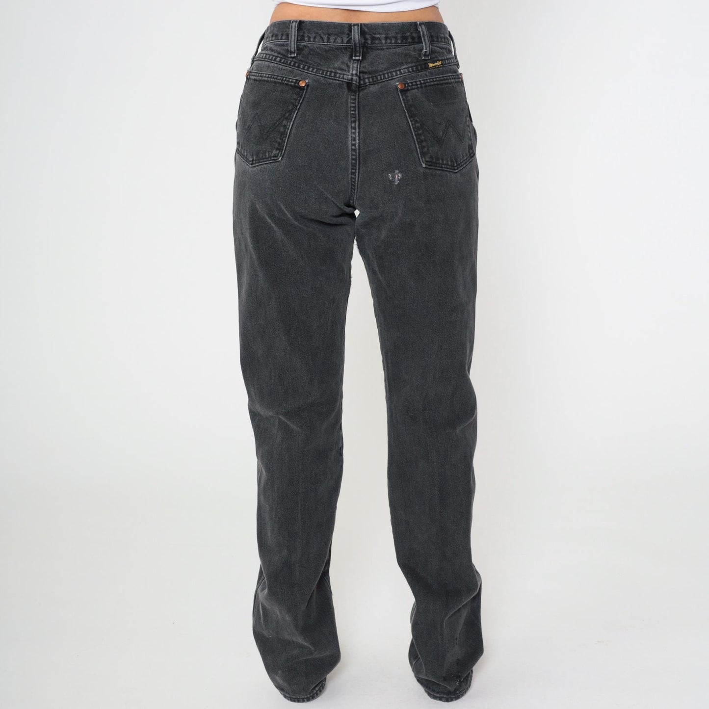 90s Wrangler Black Denim Jeans Straight Leg High Rise 31 x 36