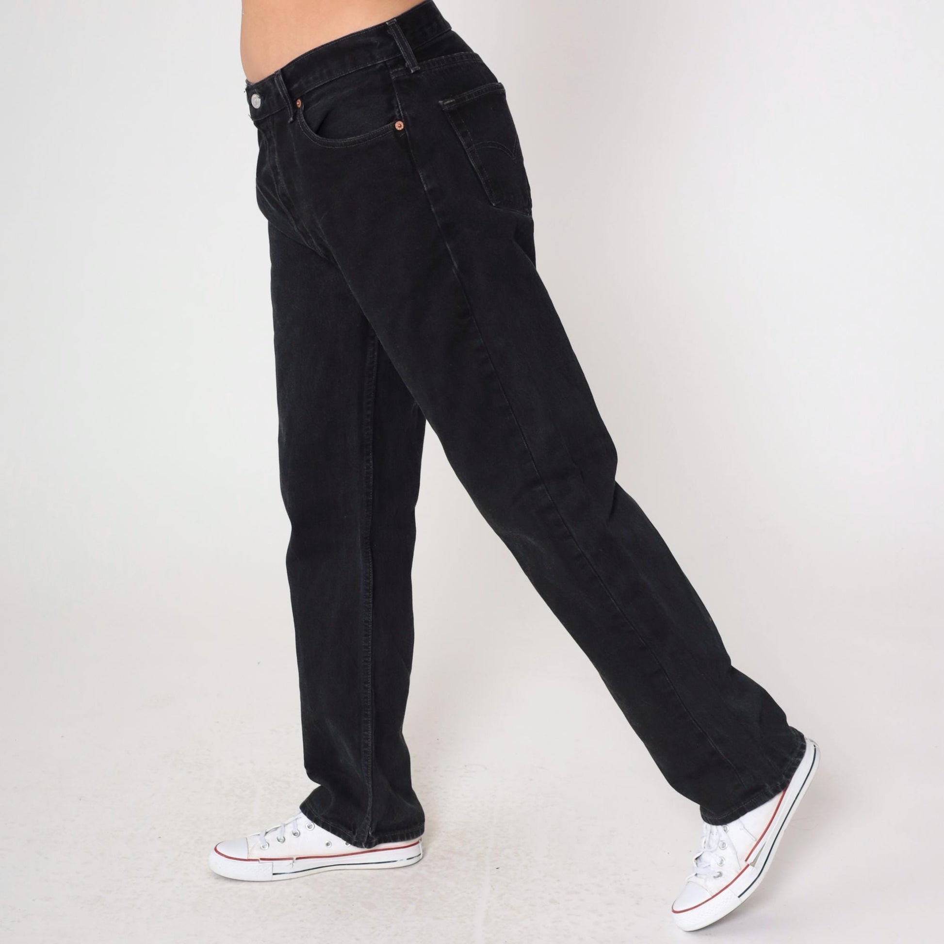 00s Levi's 501 Black Denim Jeans Straight Leg Mid Rise W36 L32
