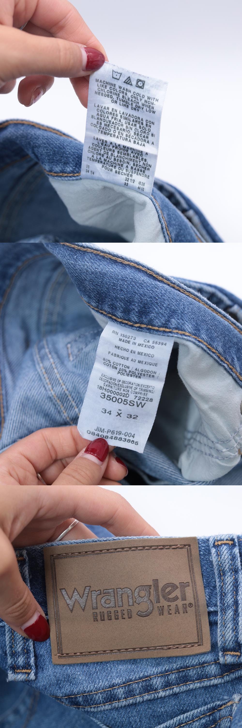 00s Wrangler High Rise Straight Leg Jeans Blue Denim Men's 34x32