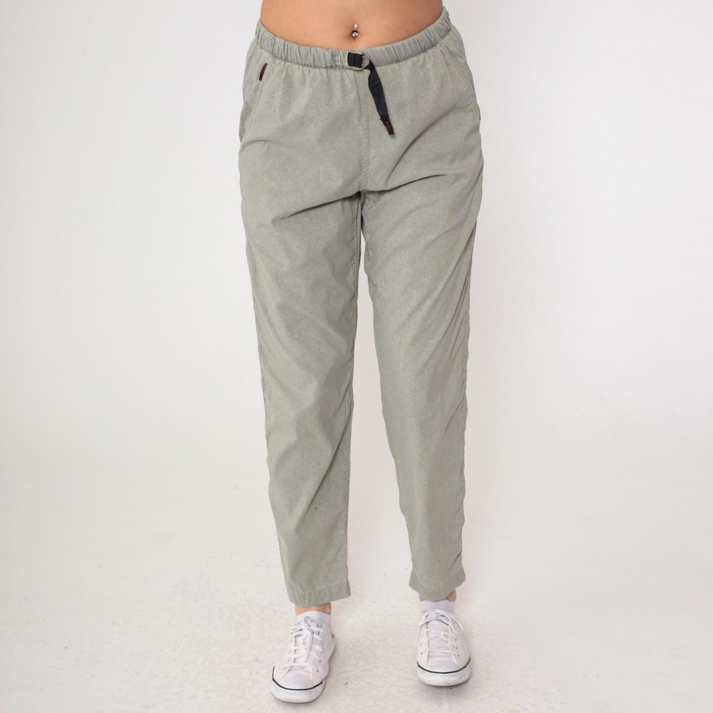 90s Gramicci Stone Grey Nylon Pants Adjustable Waist Small