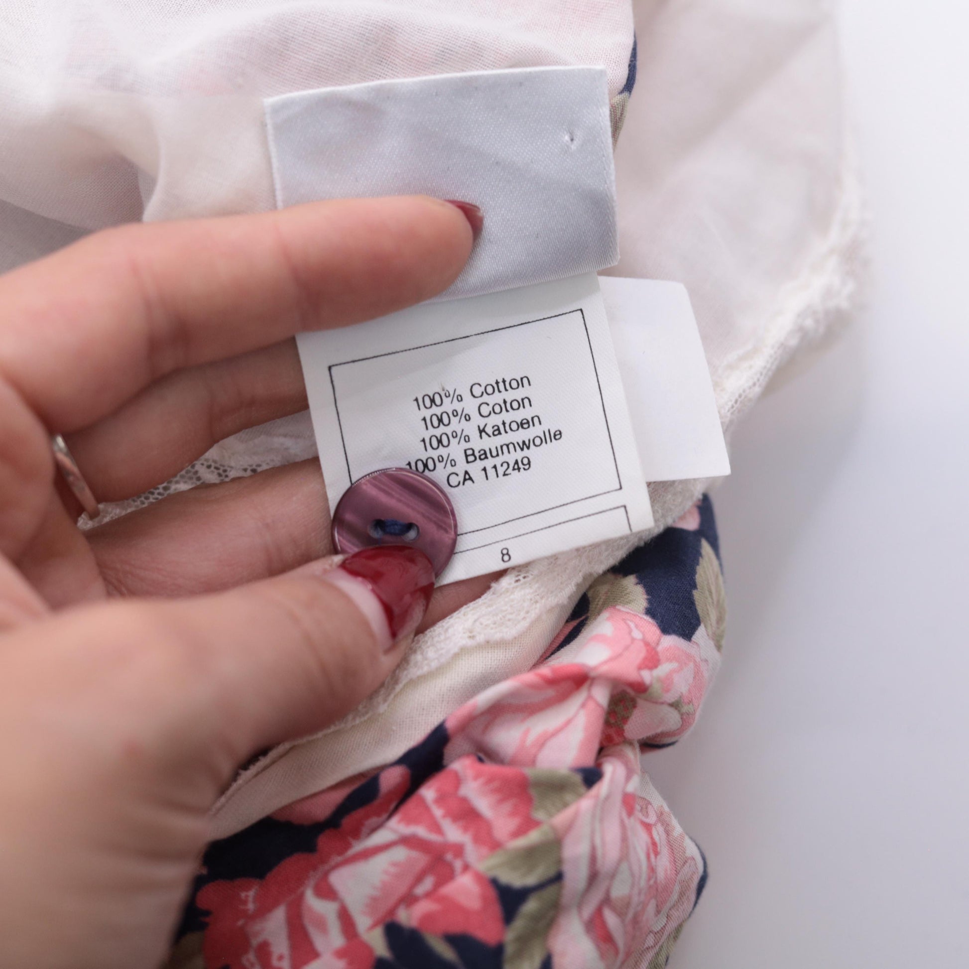80s Laura Ashley Pink Floral Midi Dress Puff Sleeve Double Breasted Small