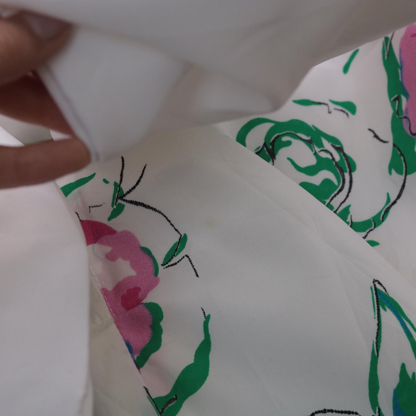 80s White Floral Sweetheart Midi Dress Pink Green Bow Back Small