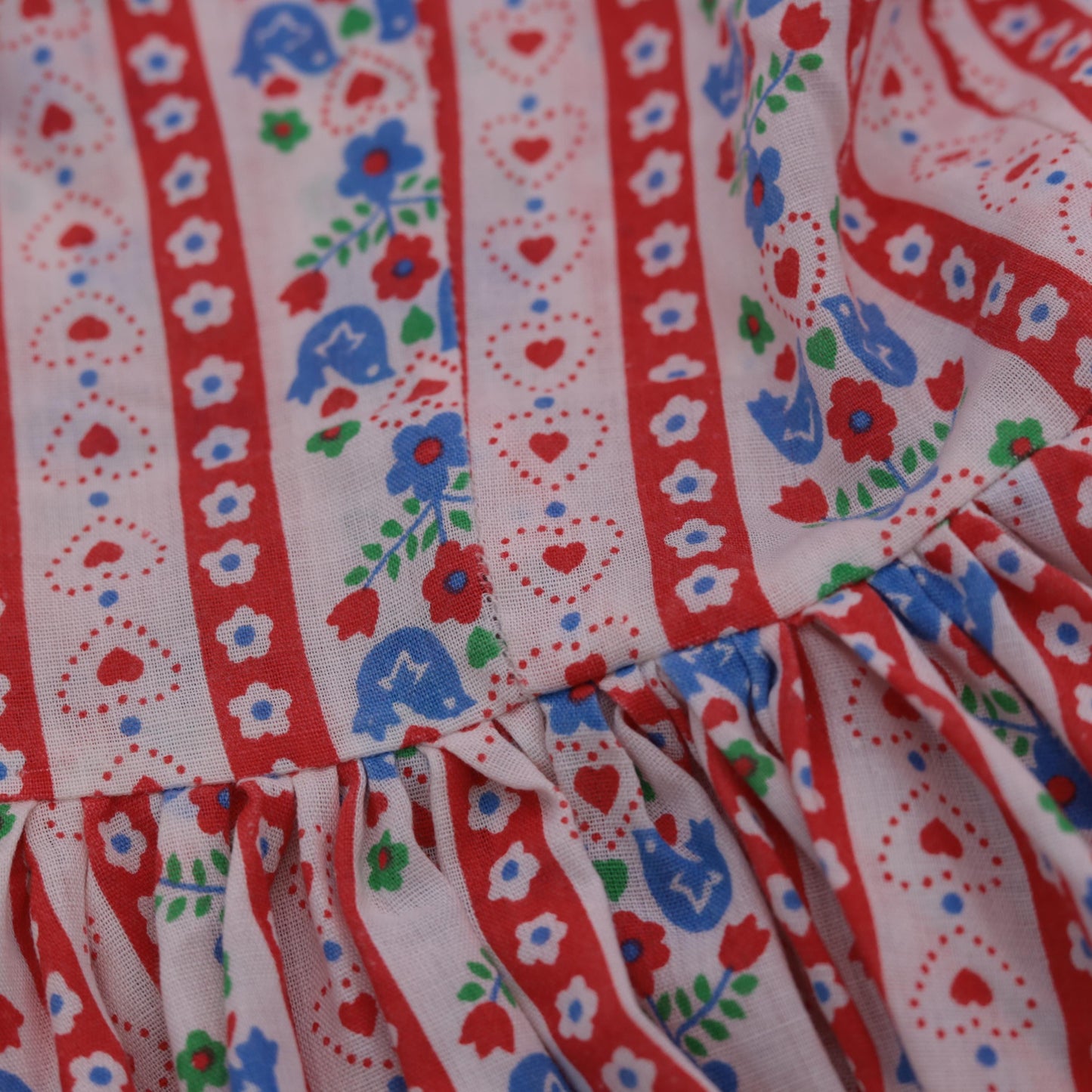 70s Floral Bird Print Prairie Dress White Mini Tiered Lace Small
