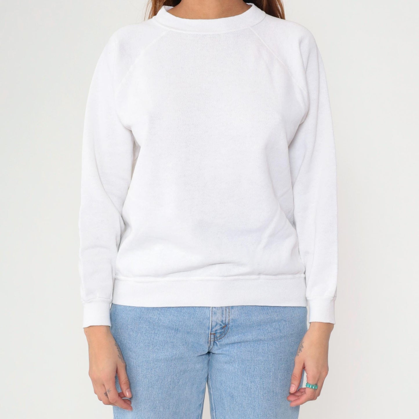90s Hanes Her Way White Raglan Sweatshirt Crewneck Medium