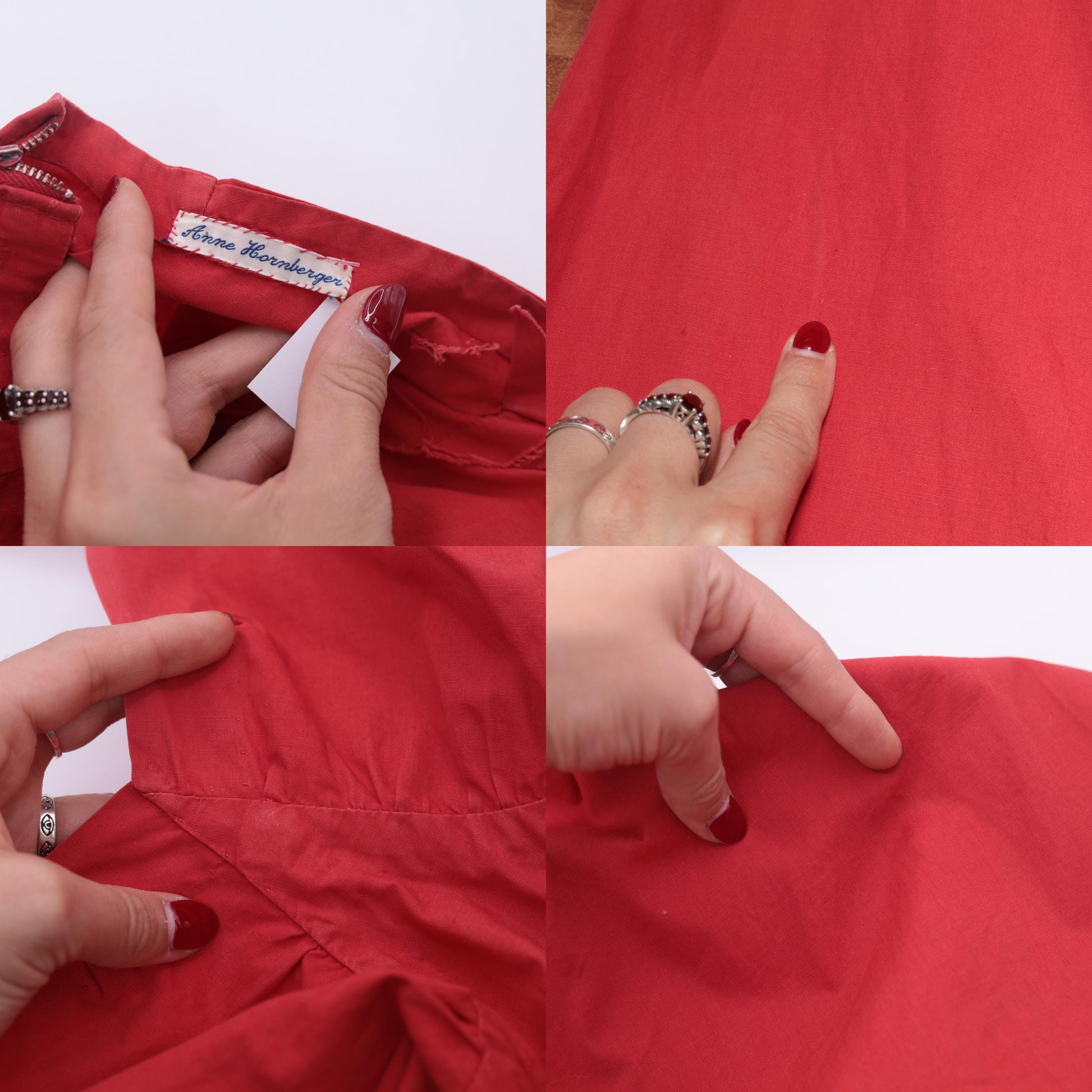 1950s Red Halter Sweetheart Midi Dress Full Skirt XXS