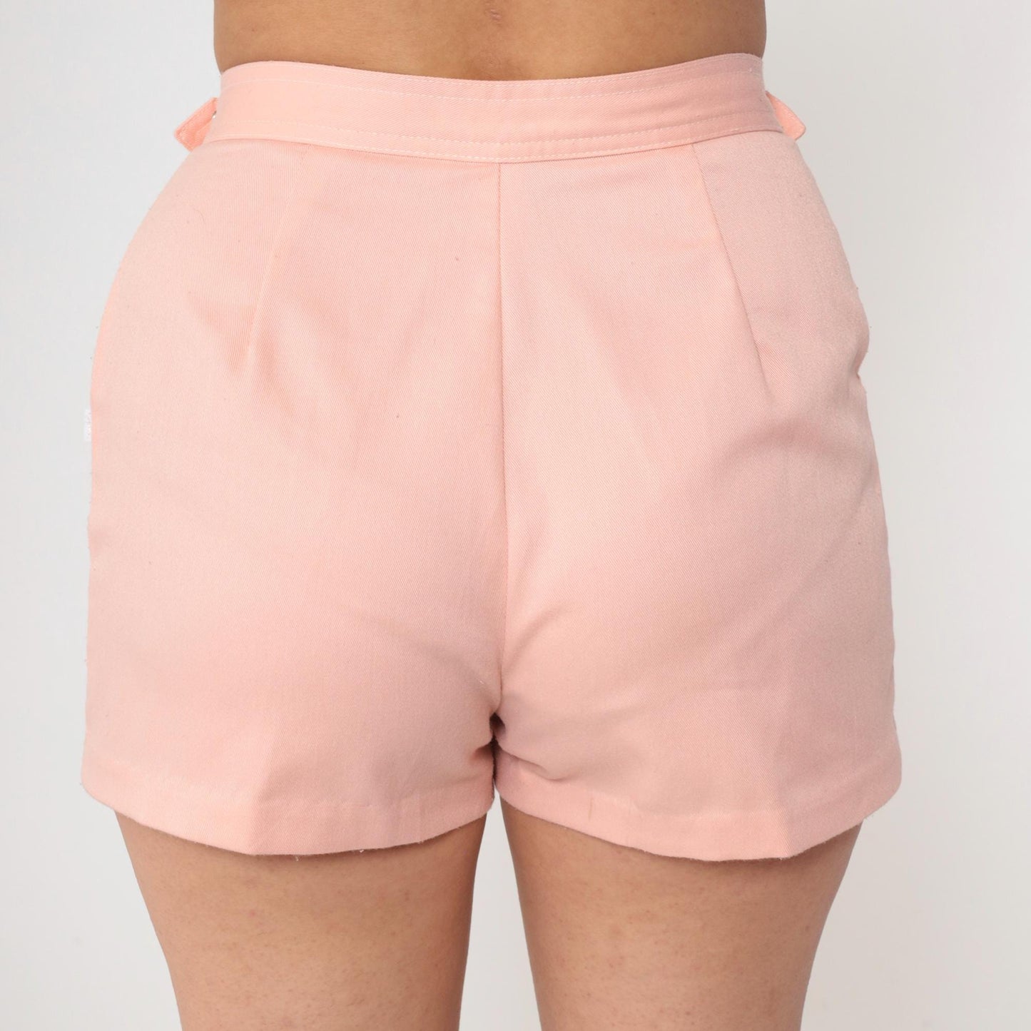 80s Peach Pink High-Waisted Shorts Princeville Kauai Snap Pleated Small S