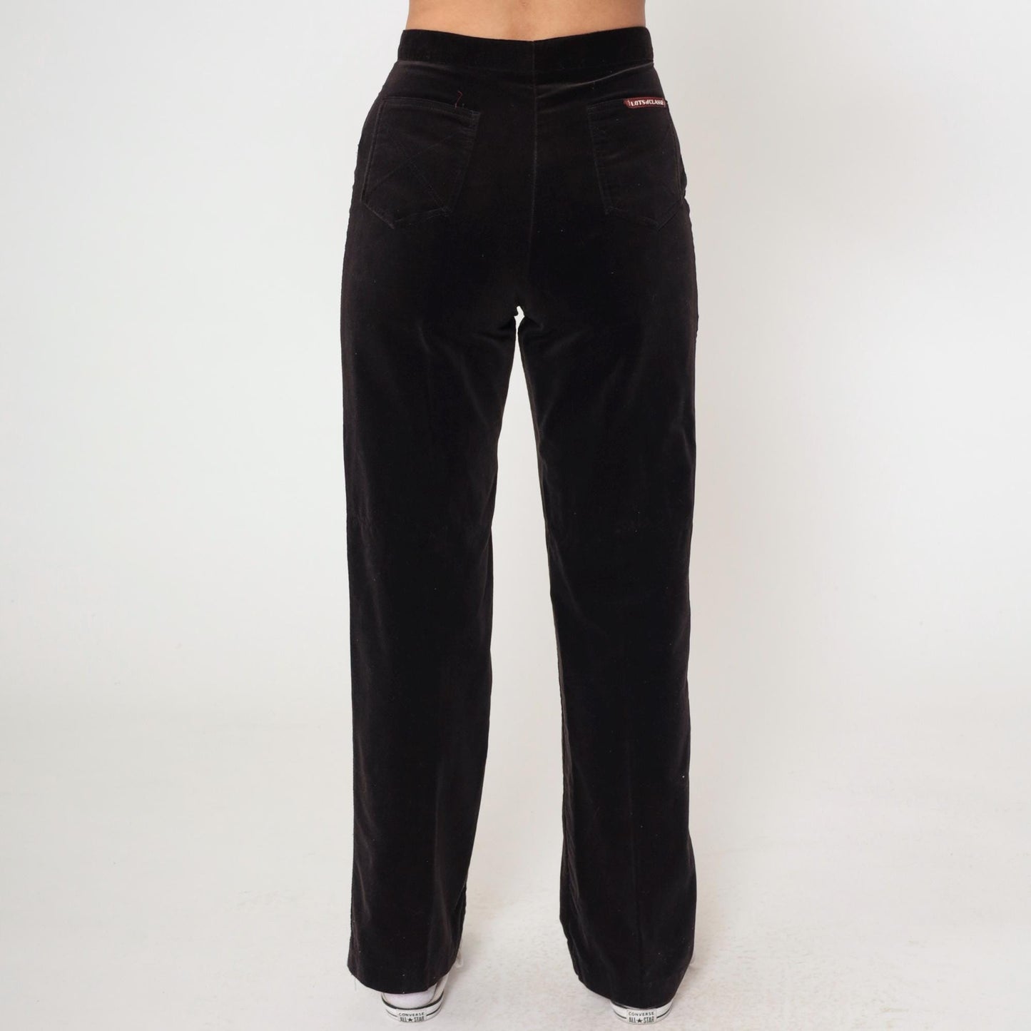 80s Brown Velvet High-Waisted Straight Leg Trousers Small S