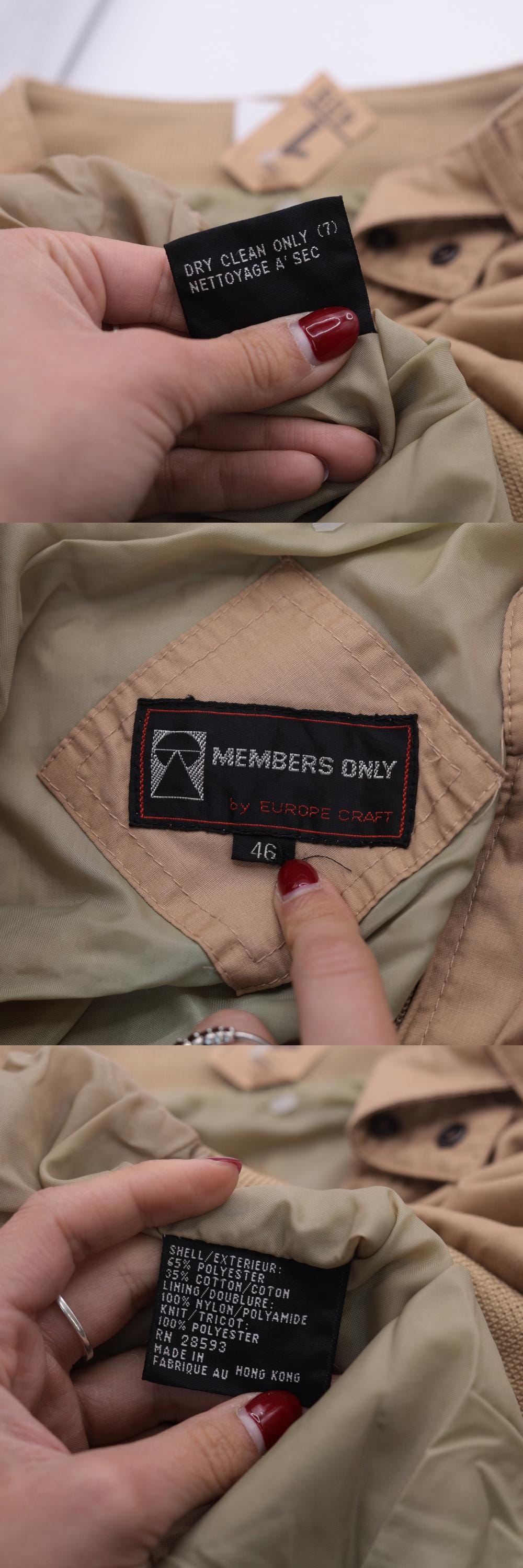 80s Members Only Tan Windbreaker Jacket Zip-Up Bomber Men's Extra Large