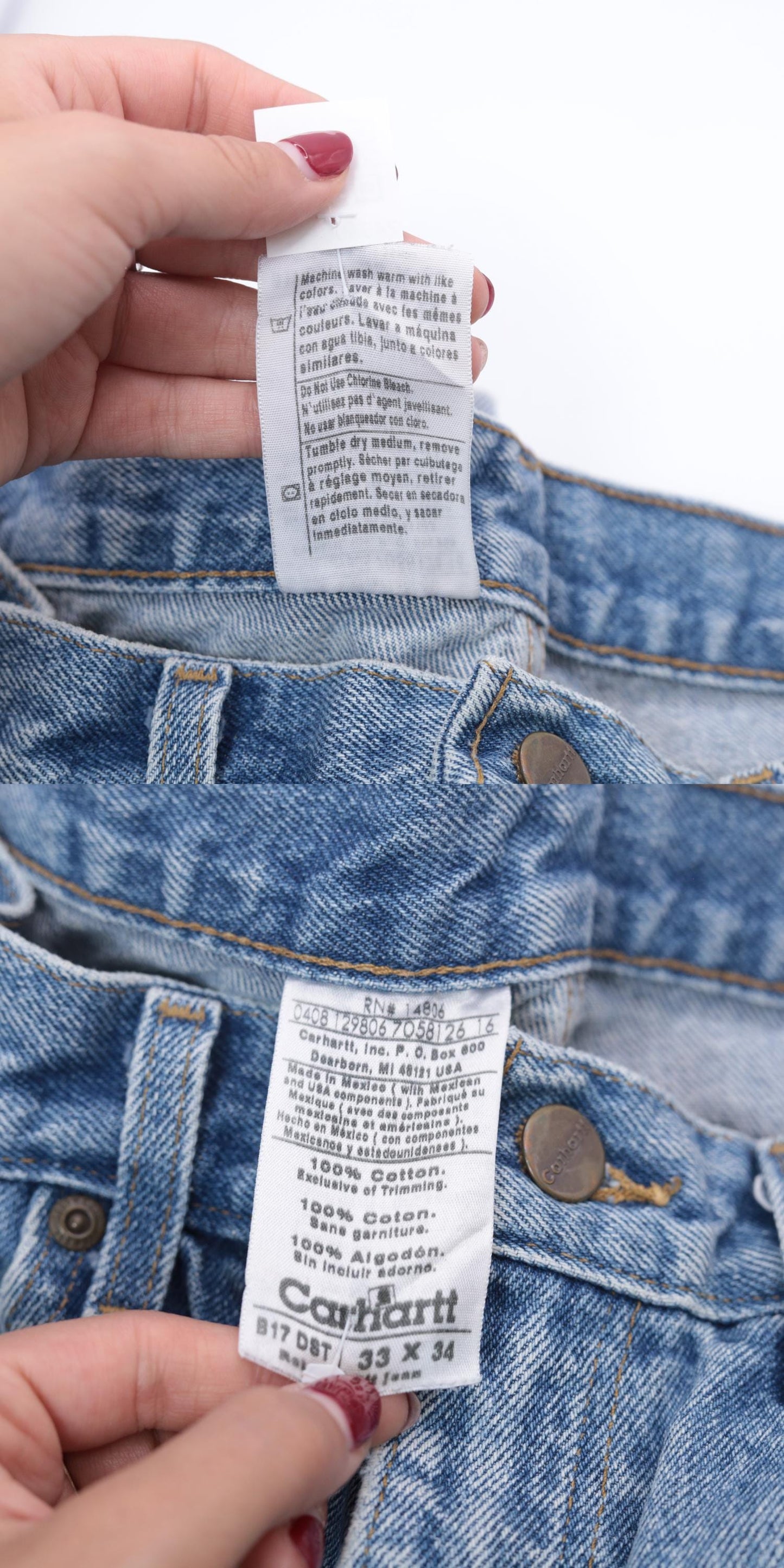 Y2K Carhartt High Rise Straight Leg Jeans Blue Denim 33x34