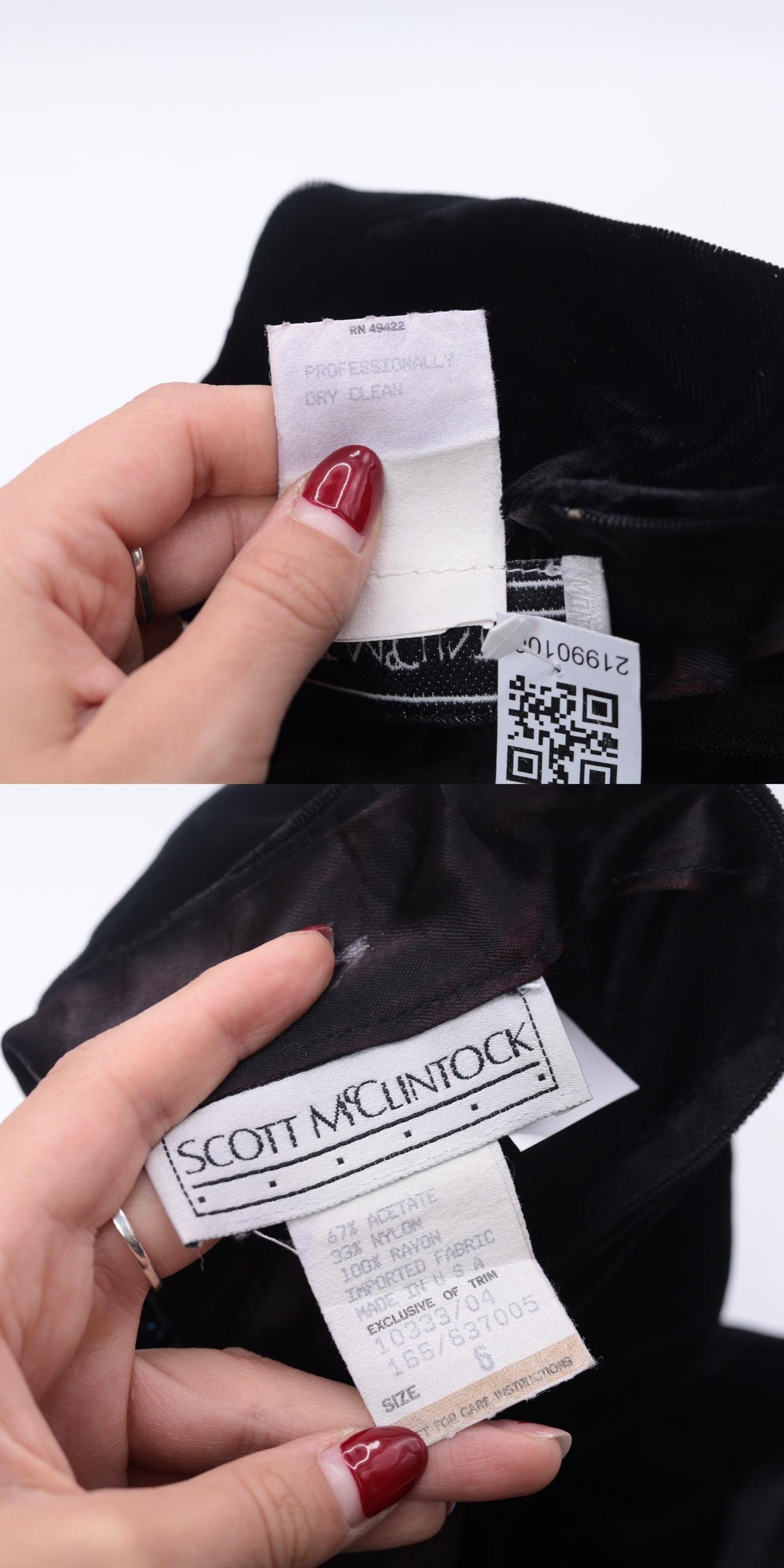 80s Scott McClintock Black Velvet Mini Dress Puff Sleeve Keyhole Back Extra Small