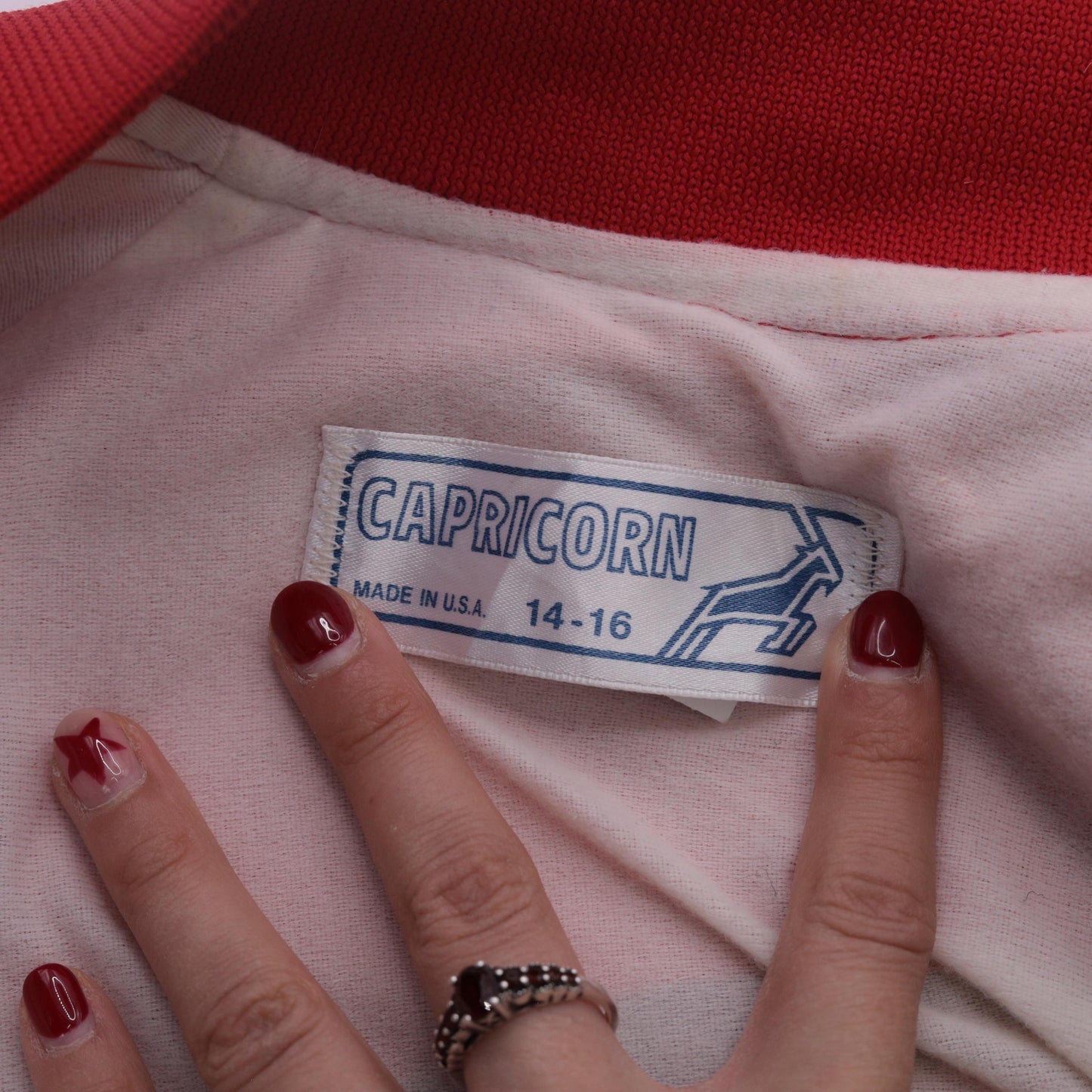 90s Capricorn Red Satin Bomber Jacket Karate Patch Medium