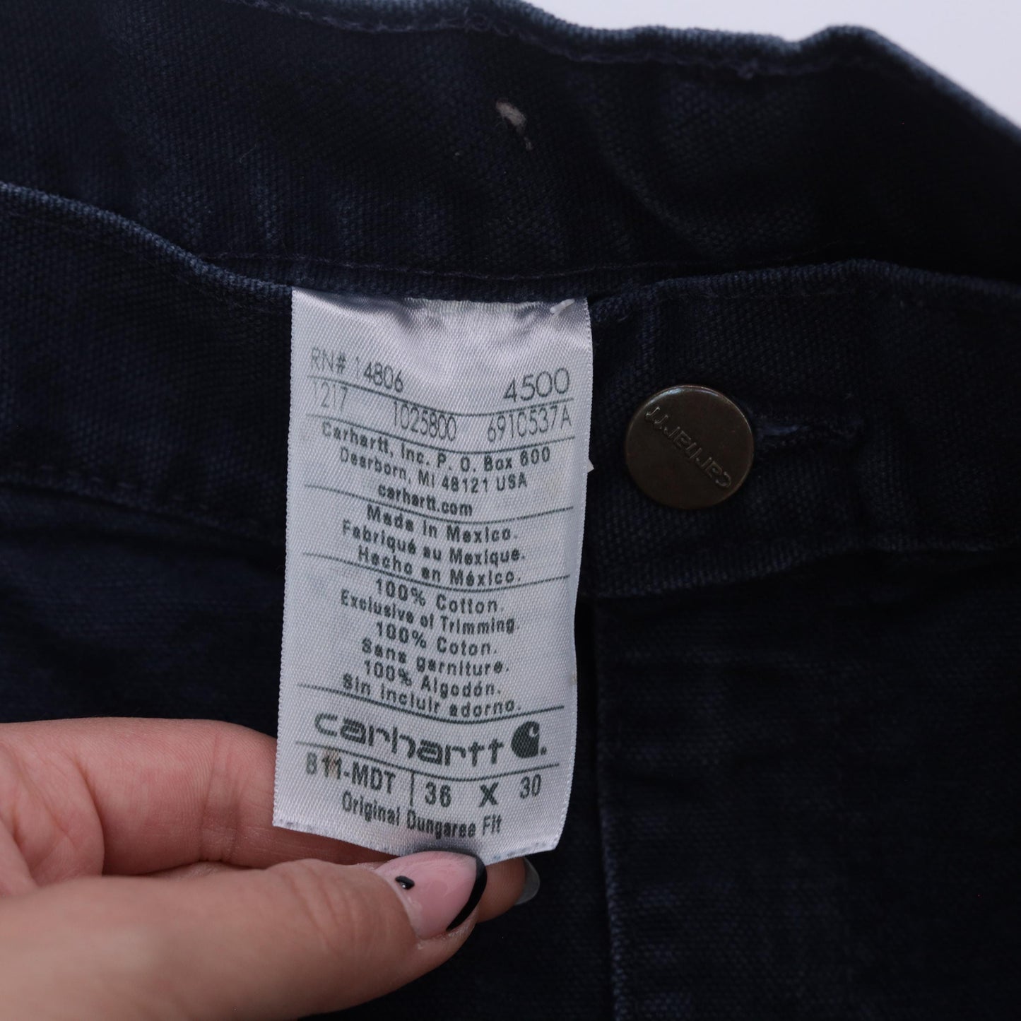 Y2K Carhartt Navy Utility Straight Leg Work Pants Hammer Loop 36x30