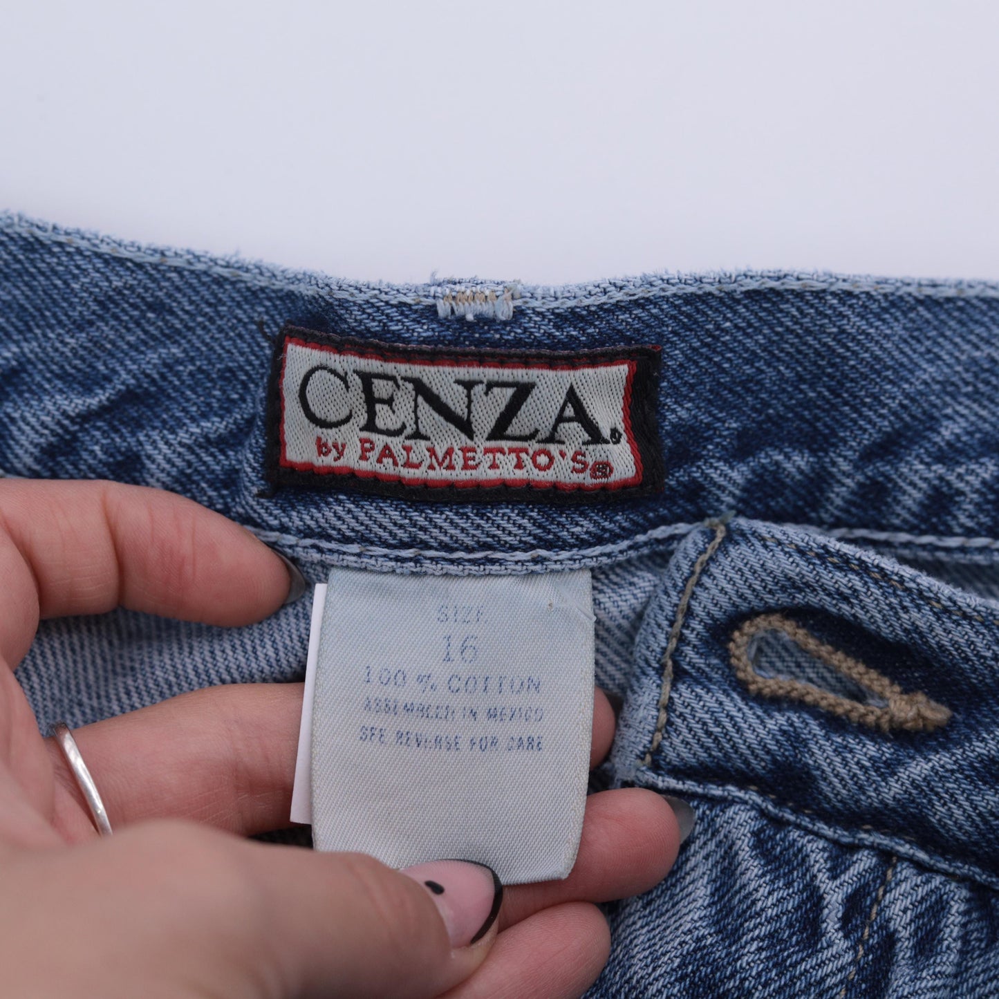 90s Cenza Palmetto Light Blue Denim Shorts High Waisted Cuffed Large L