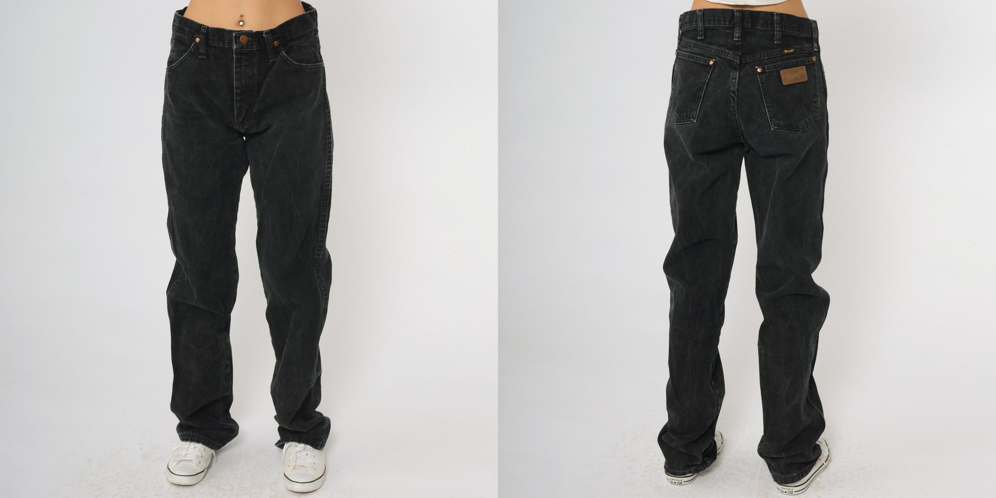 90s Wrangler Black Denim Jeans High Rise Straight Leg Cotton Medium M