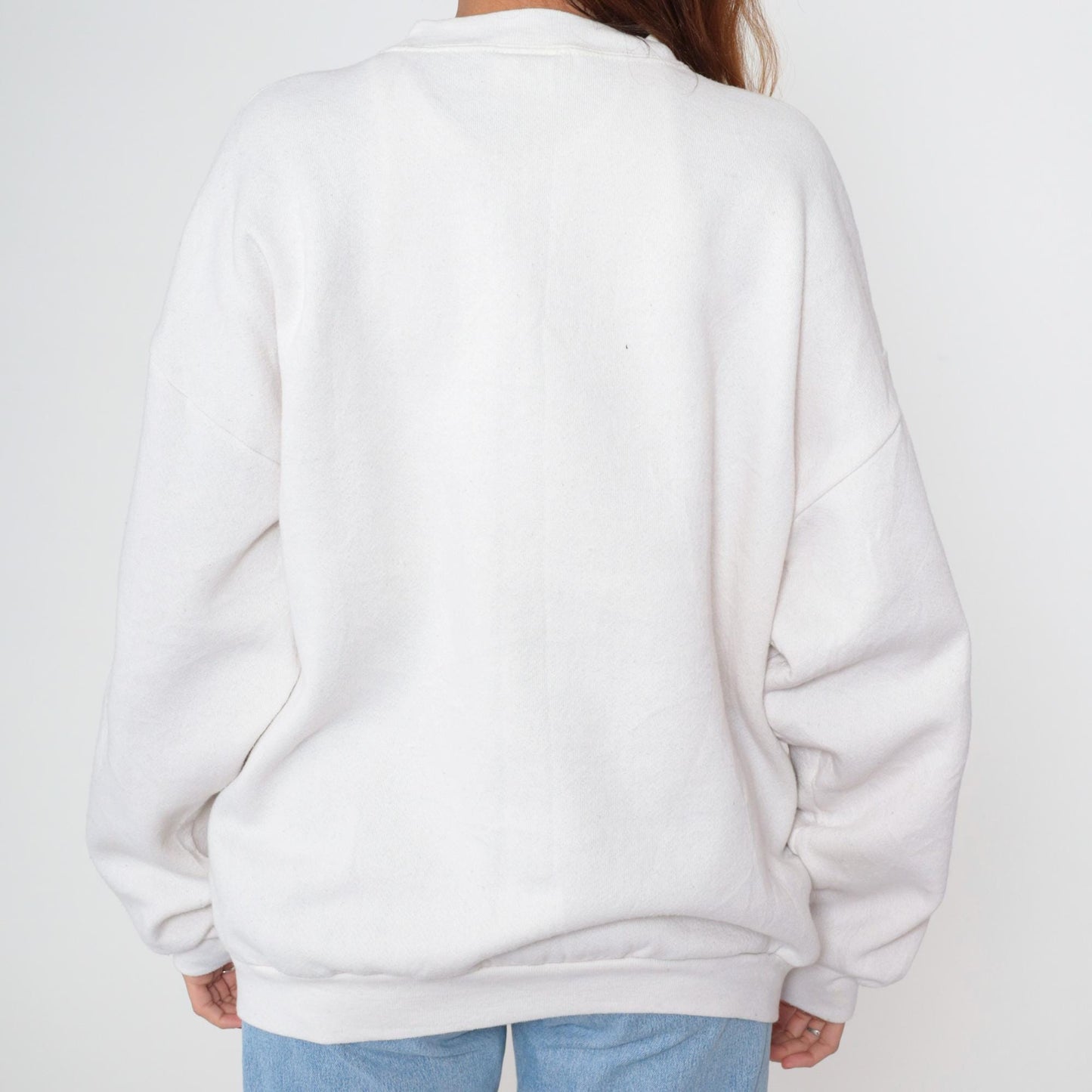 90s White Tail Deer Graphic Sweatshirt Off White Crewneck Pullover Extra Large