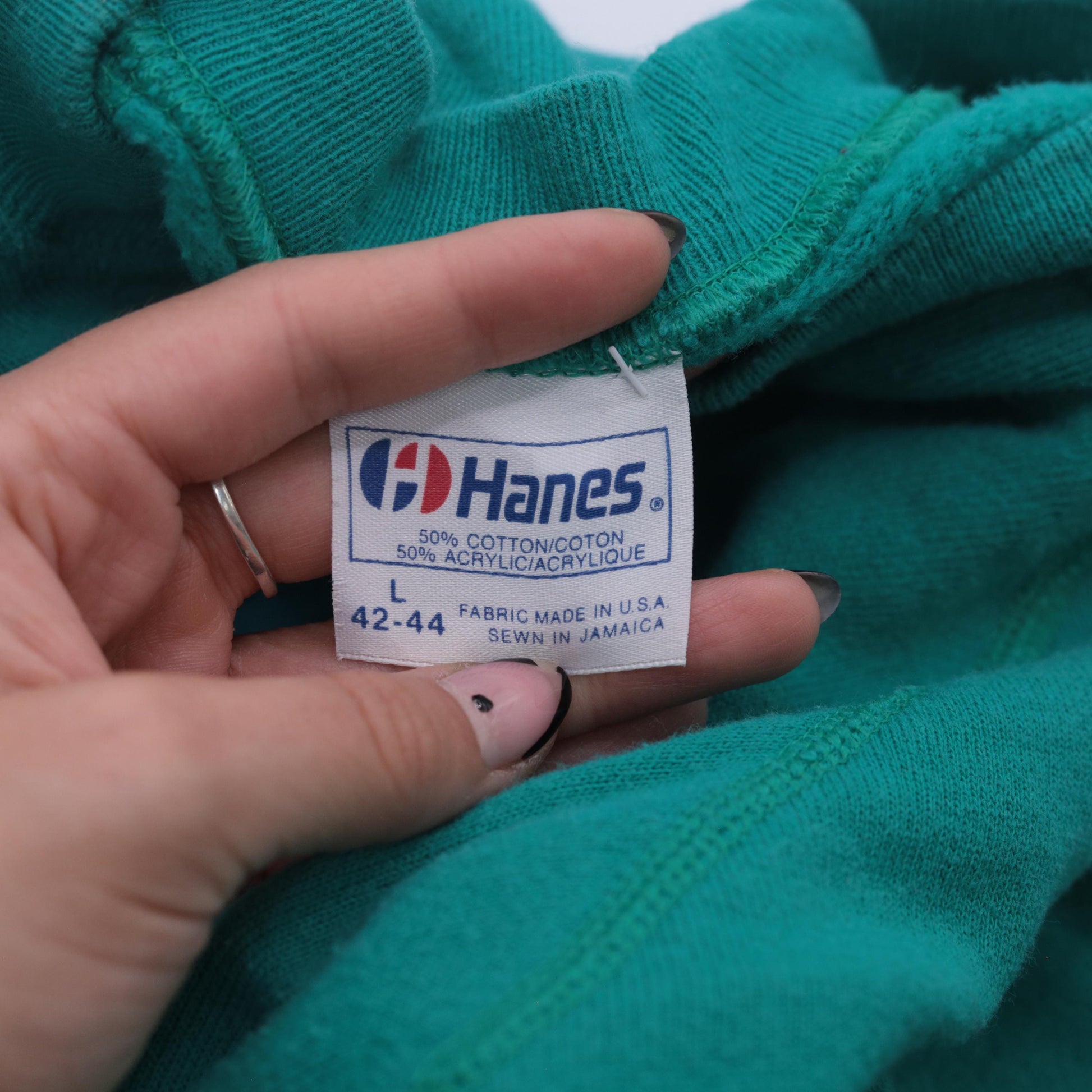 90s Hanes Turquoise Old San Juan Sailboat Raglan Sweatshirt Large L