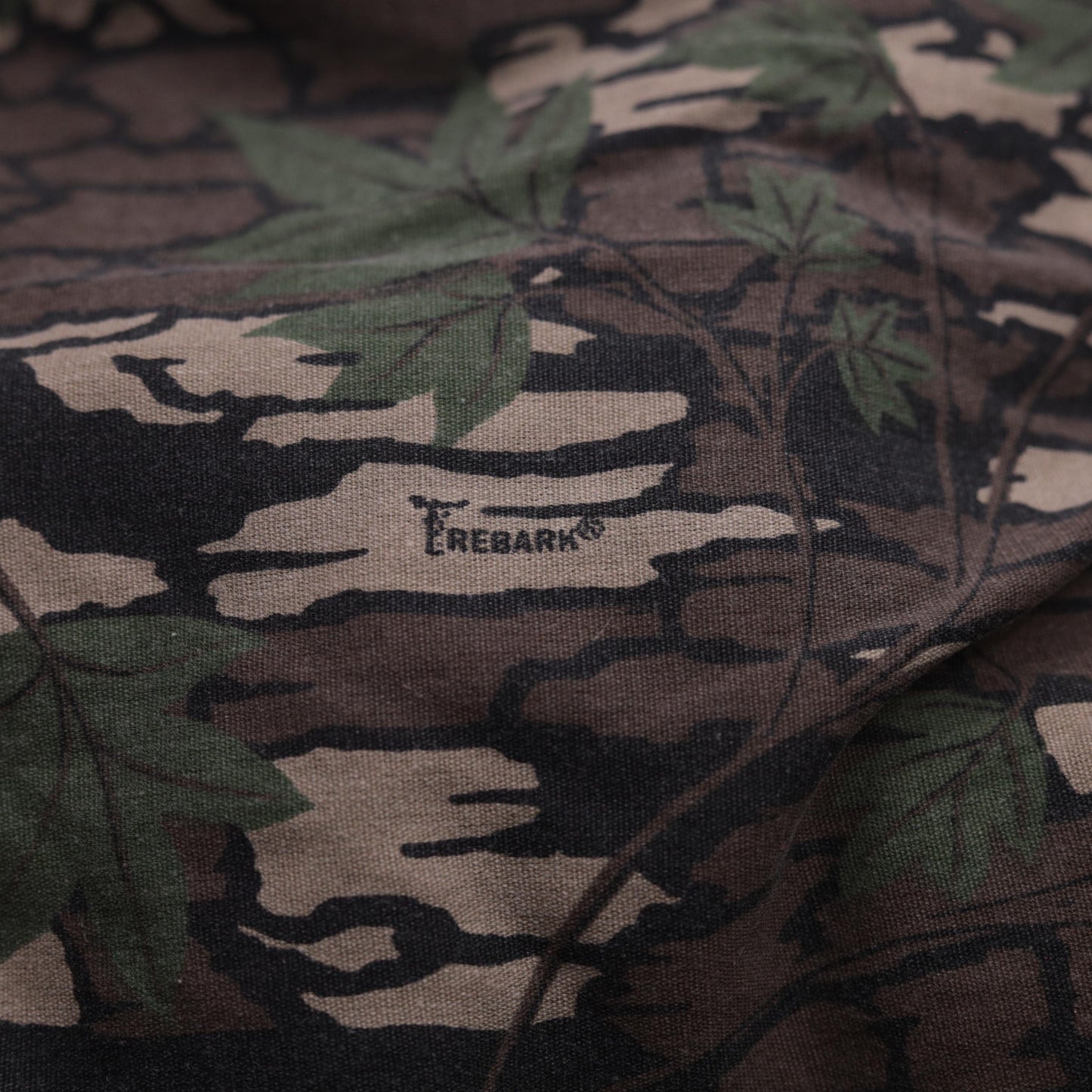 90s Camo Bomber Jacket Bark Tree Leaf Print Quilted Lined Medium