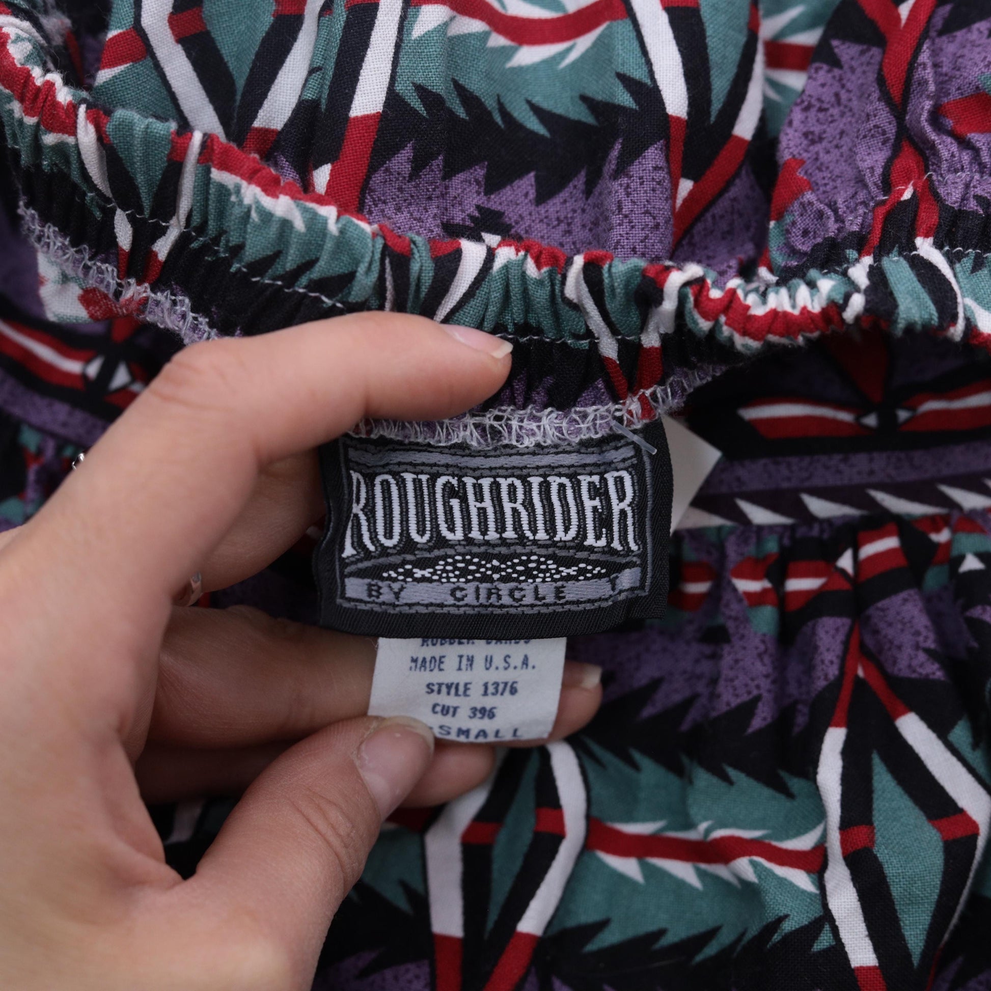 90s Roughrider Purple Green Geometric Southwest Circle Mini Skirt Extra Small