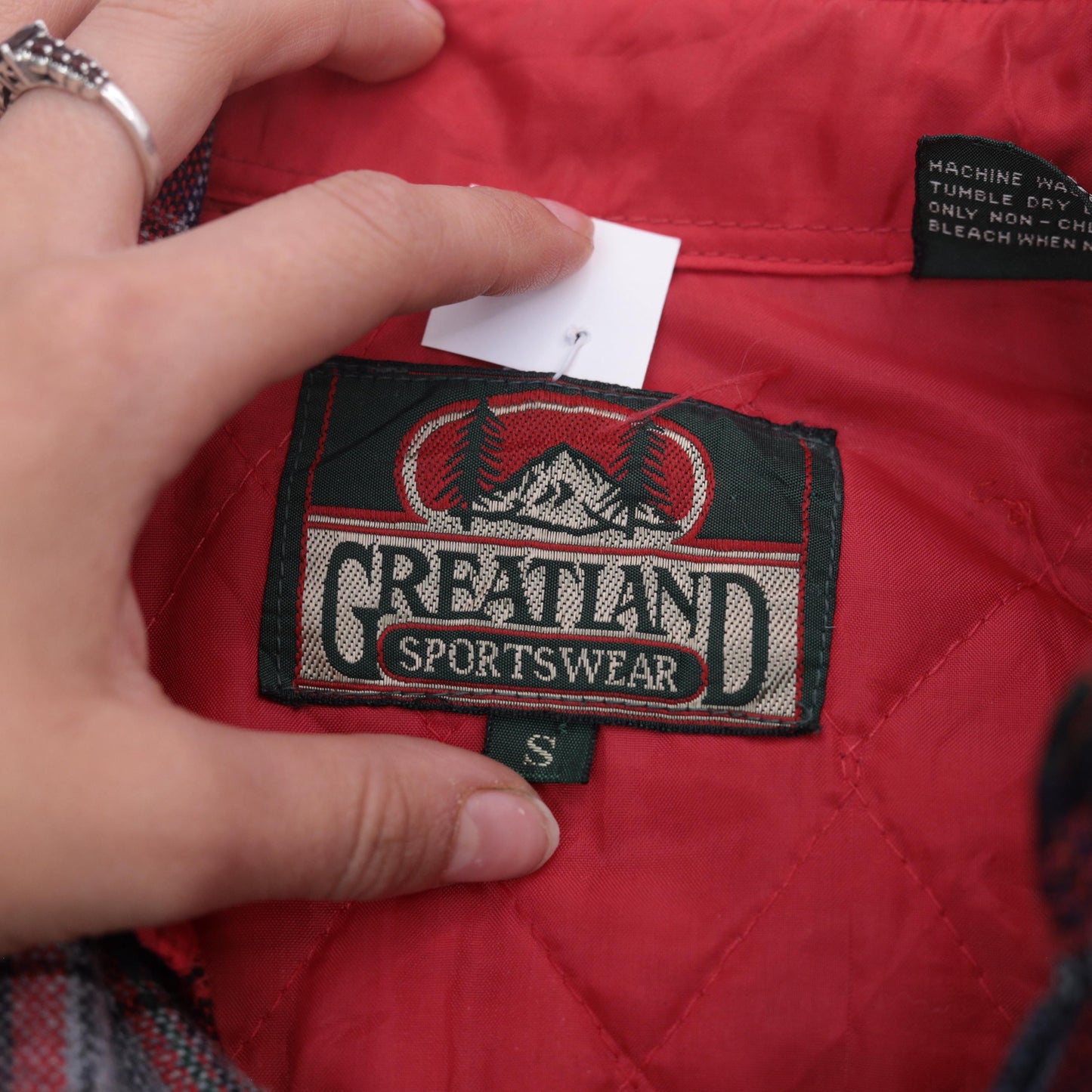 80s Greatland Sportswear Red Plaid Flannel Shirt Wool Blend Small