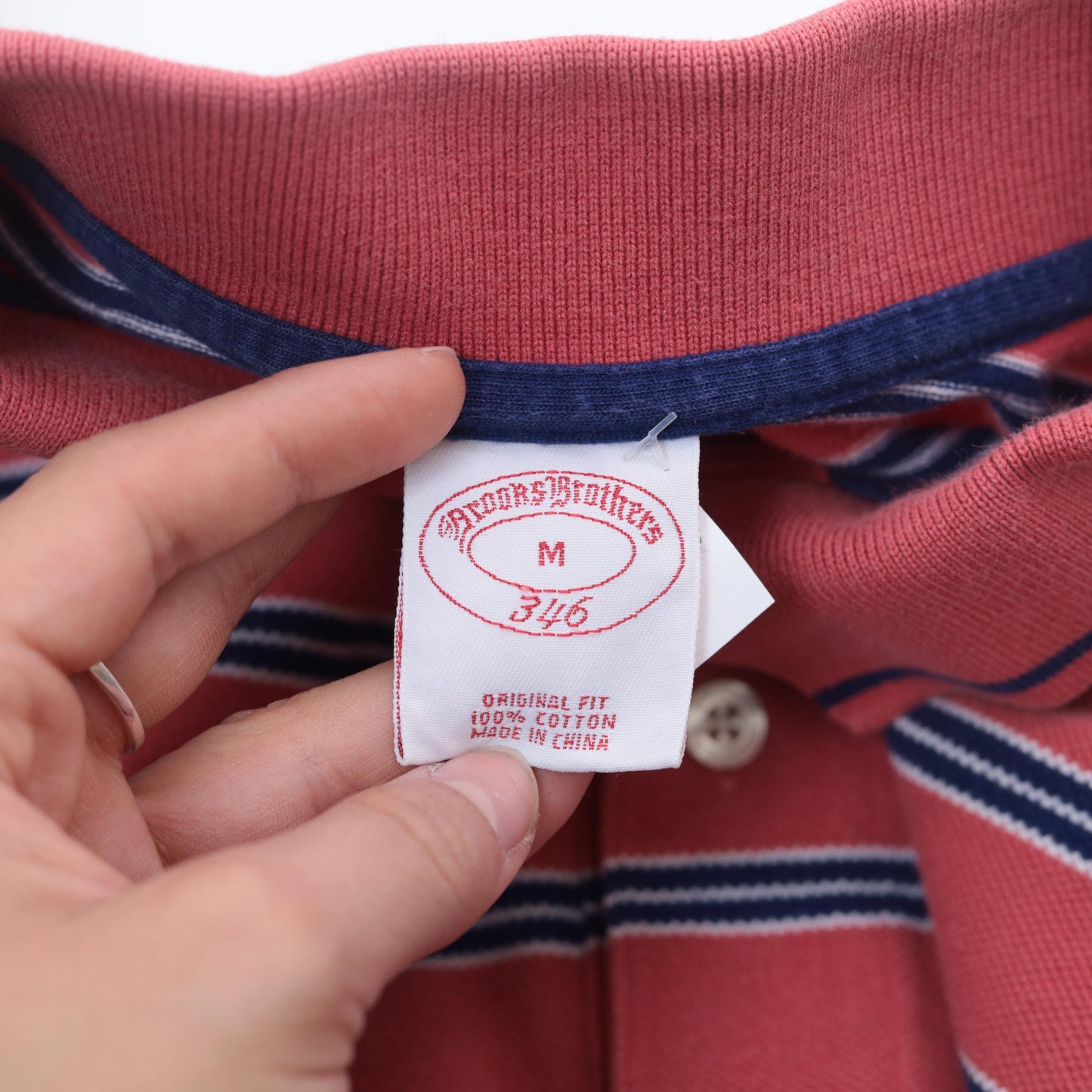 90s Brooks Brothers Red Striped Polo Shirt Cotton Medium M