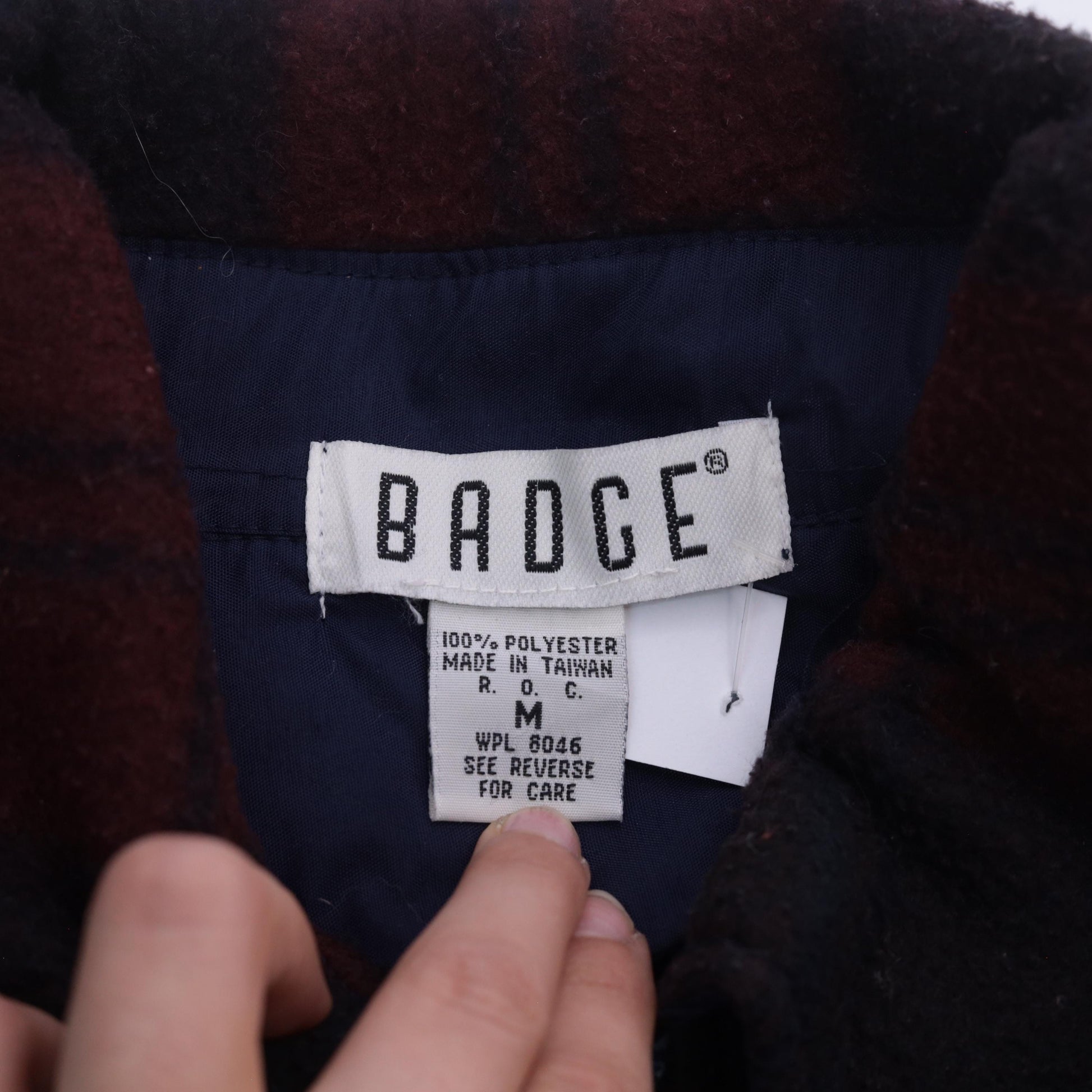 90s Badge Buffalo Check Plaid Shacket Green Burgundy Black Medium M
