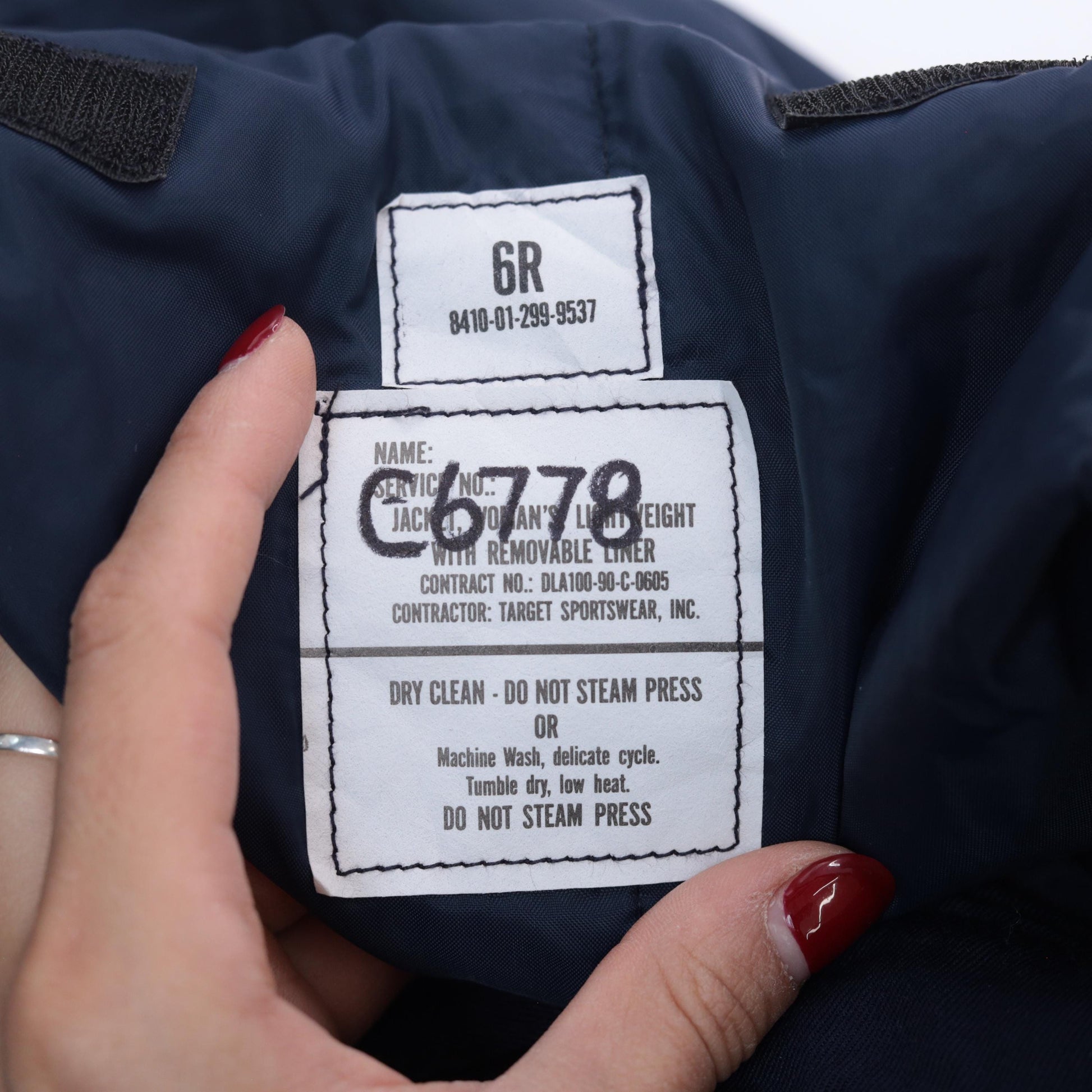 Y2K Navy Bomber Jacket Wool Blend Zip Front Ribbed Cuffs Small S