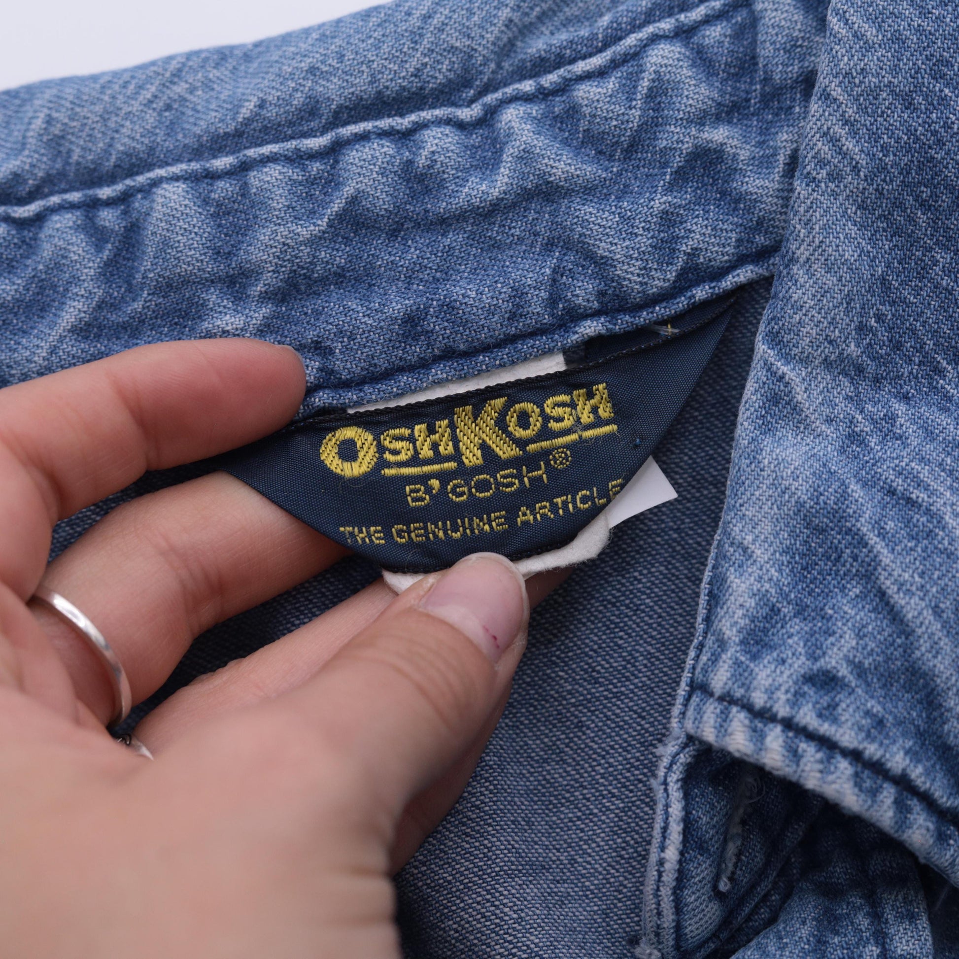 90s Osh Kosh Light Blue Denim Shirt Snap Button Western Medium