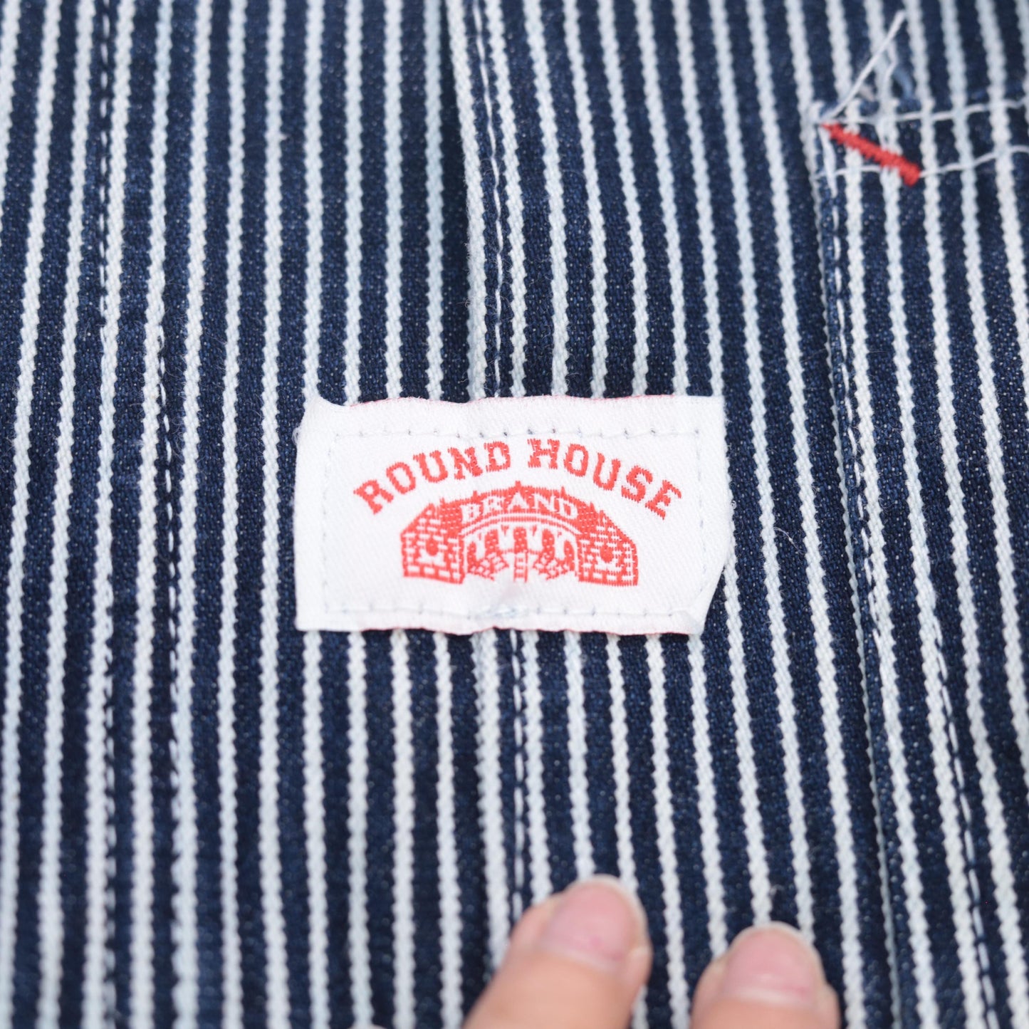 Y2K Roundhouse Railroad Stripe Denim Overalls Blue White Cotton XL