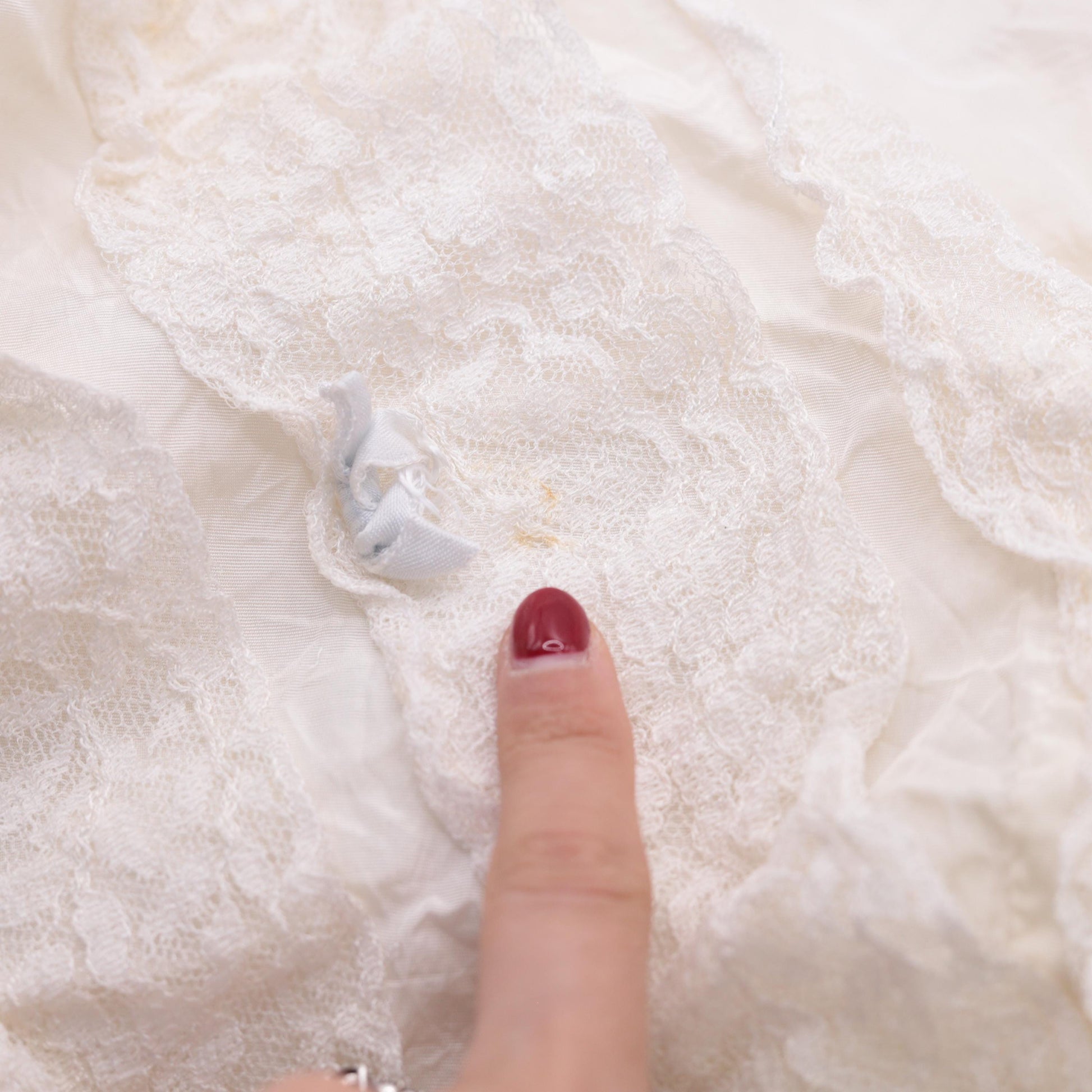 1950s Cream Lace Tiered Maxi Skirt High Waist Victorian Ruffled Small