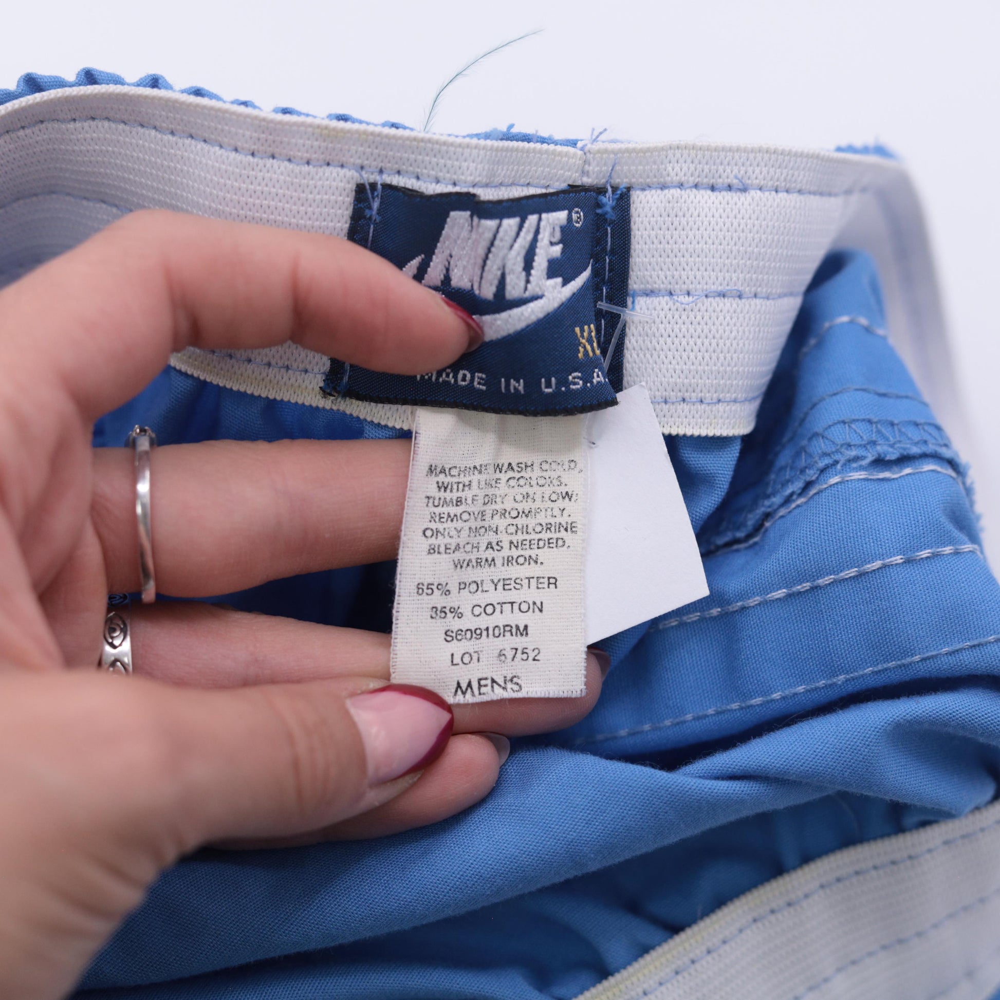 80s Nike Running Shorts Blue White Stripe Elastic Waist Men's Extra Large