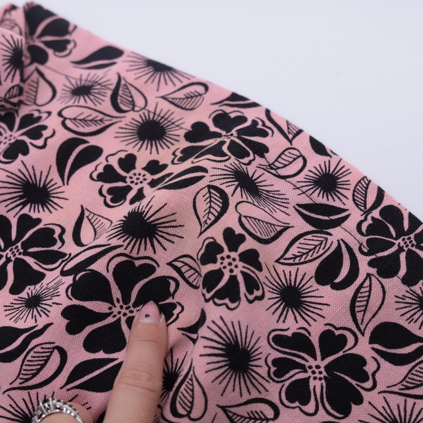 60s Pink Floral Mod Mini Dress Long Sleeve A-Line Shift Large L