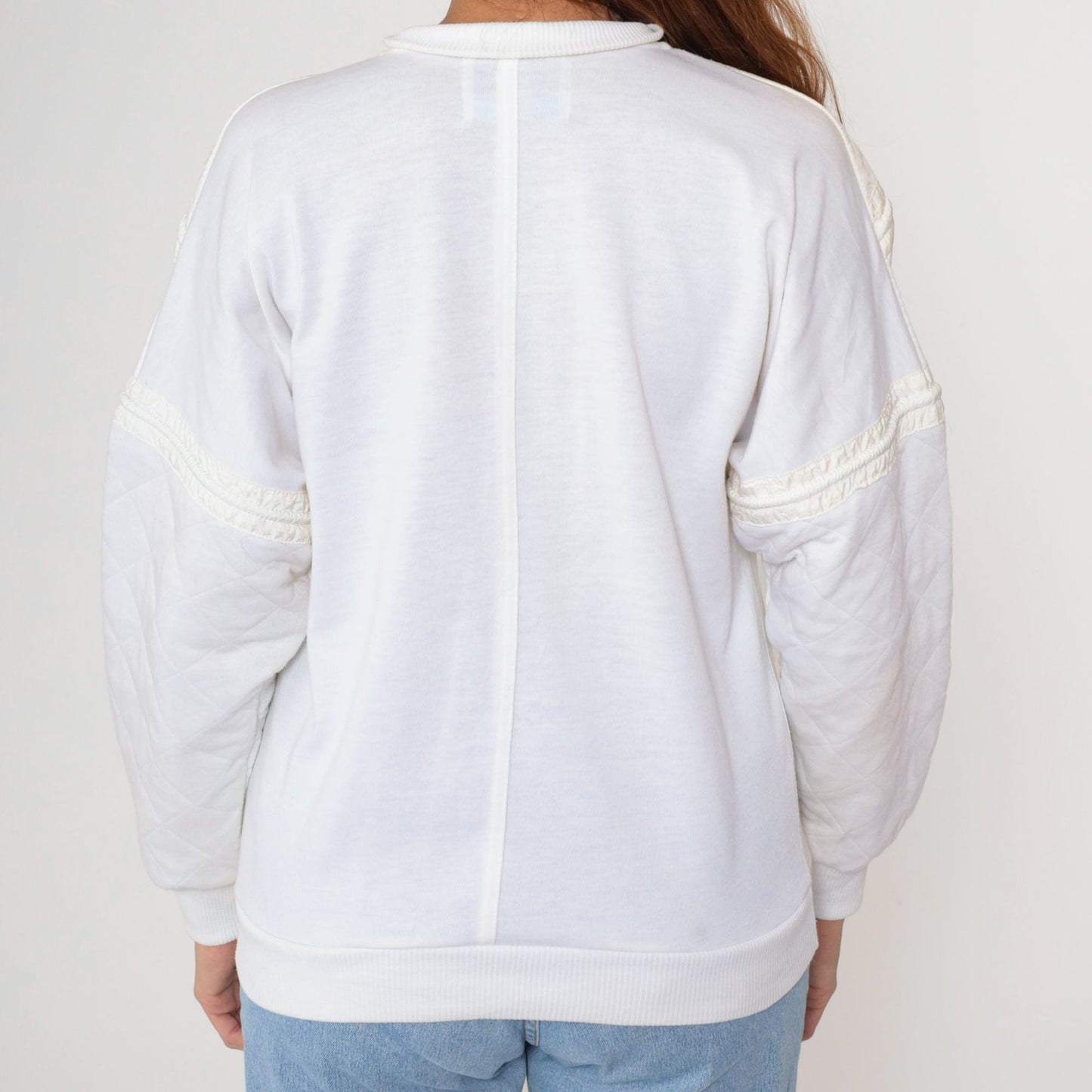80s Marcy n Me White Quilted Zip Jacket Diamond Pattern Medium