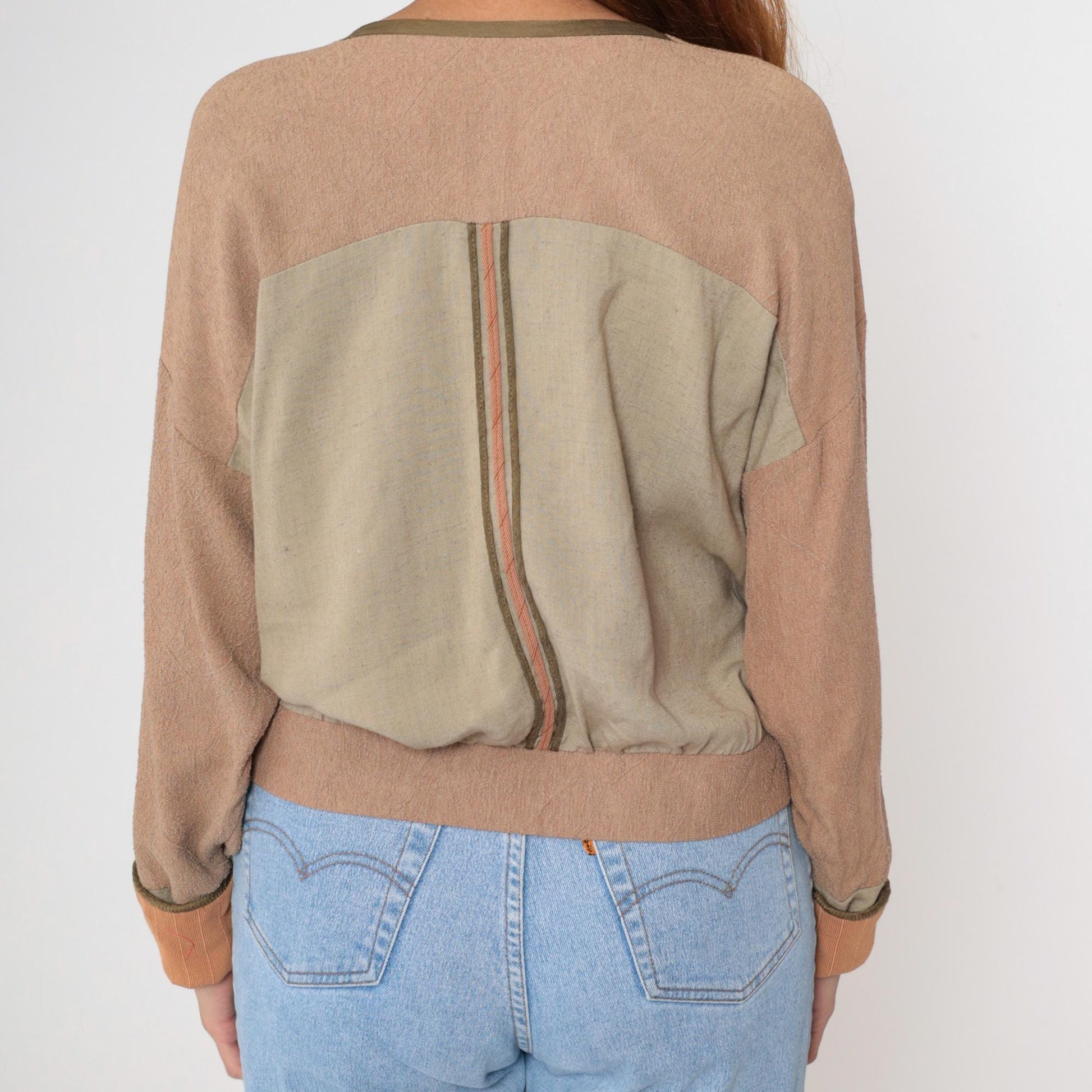 90s Papike Wear Paisley Cardigan Cropped Button Front Sage Green Small S