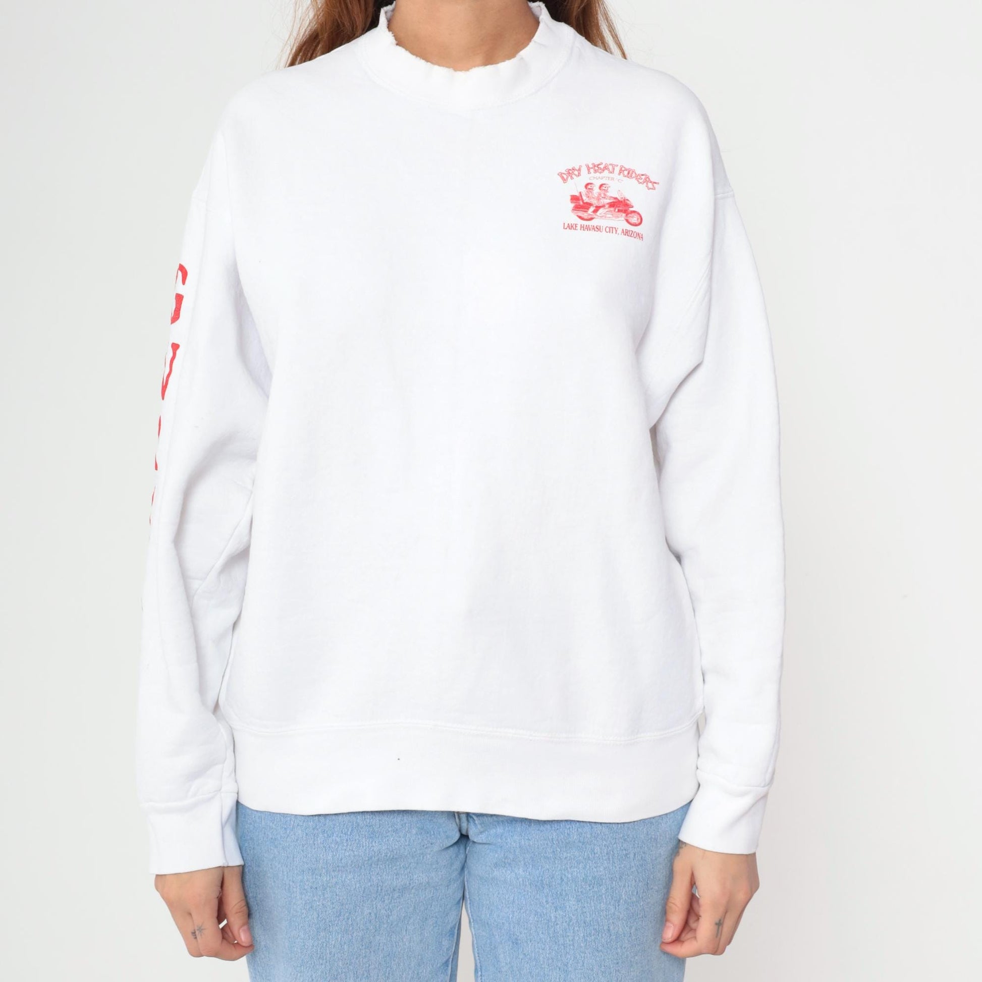 90s Arizona Dry Heat Riders Motorcycle Long Sleeve Graphic Tee White Large L